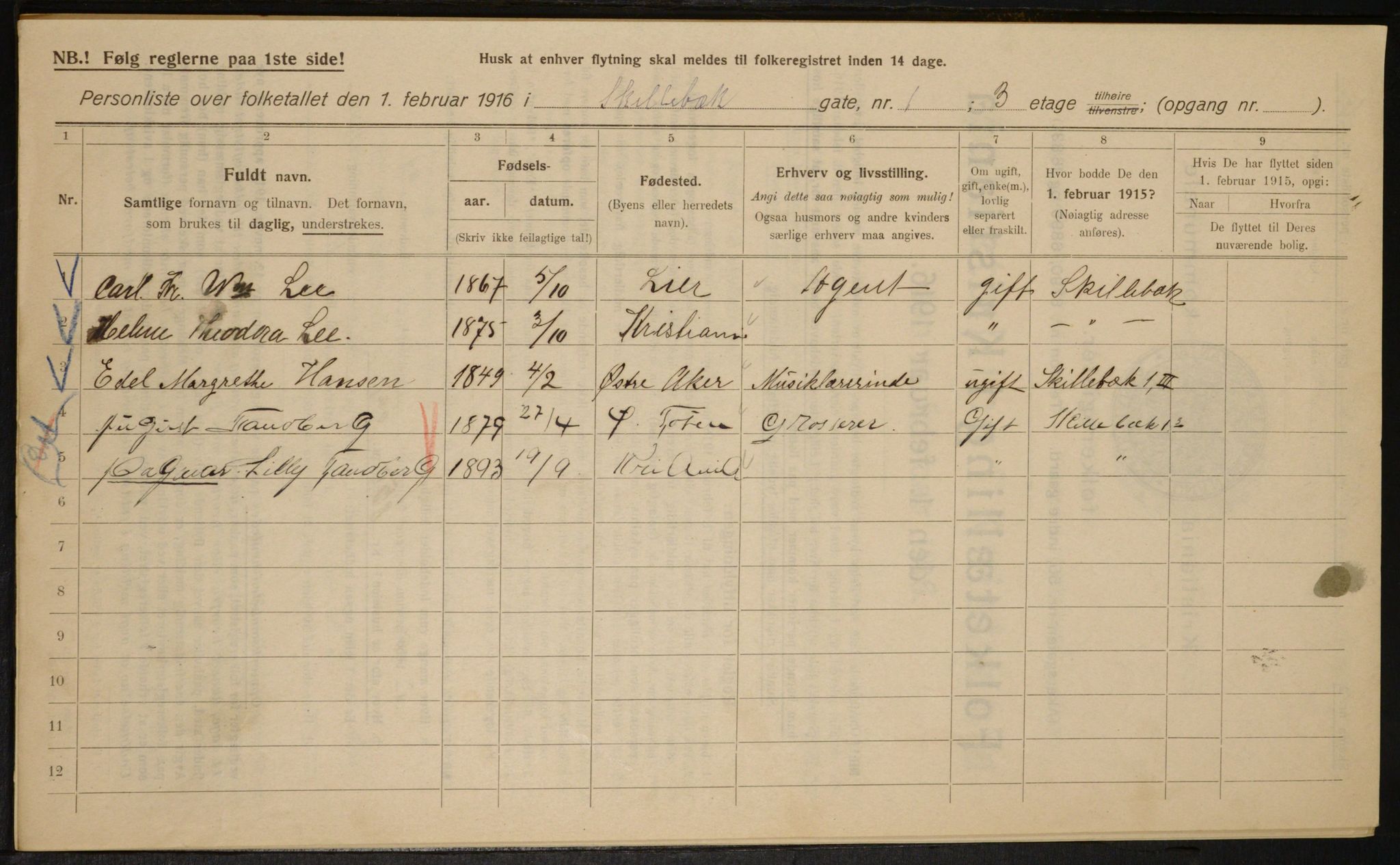 OBA, Municipal Census 1916 for Kristiania, 1916, p. 97890
