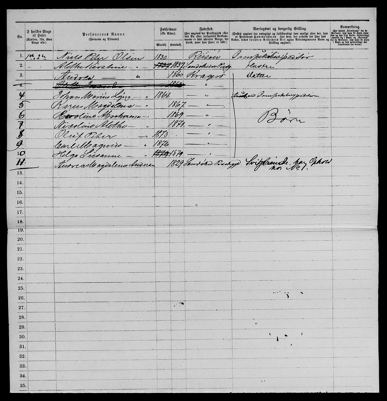 SAKO, 1885 census for 0801 Kragerø, 1885, p. 1092