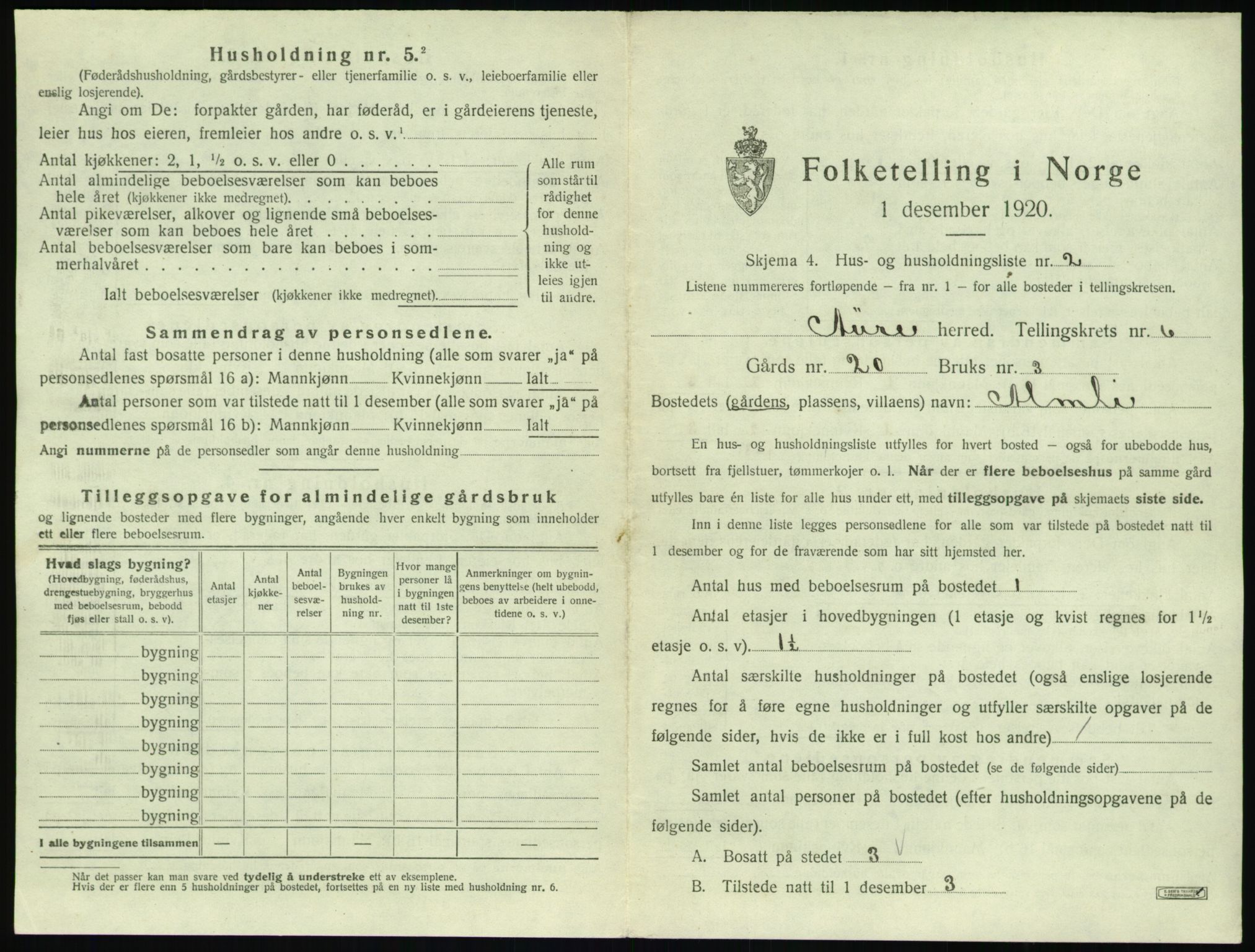 SAT, 1920 census for Aure, 1920, p. 324