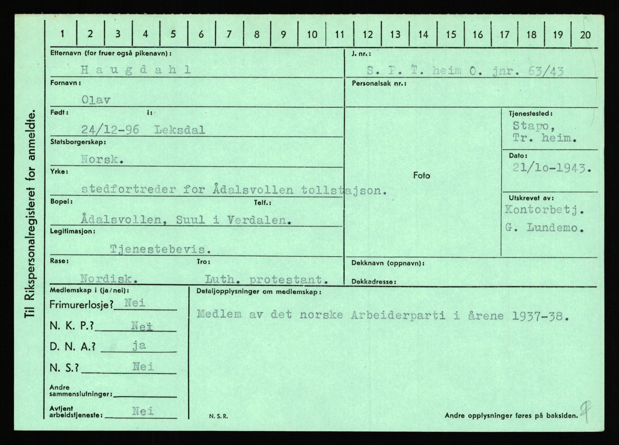 Statspolitiet - Hovedkontoret / Osloavdelingen, AV/RA-S-1329/C/Ca/L0006: Hanche - Hokstvedt, 1943-1945, p. 2227