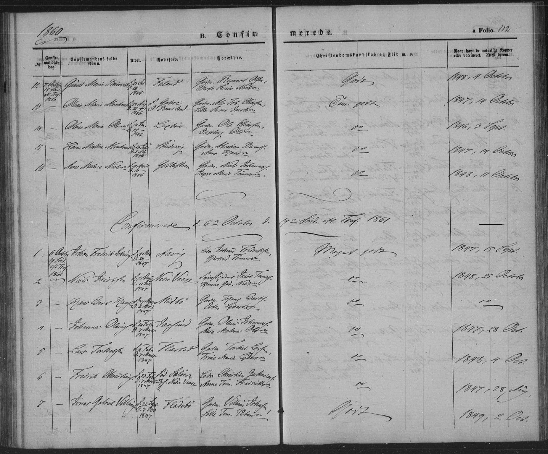 Sør-Audnedal sokneprestkontor, SAK/1111-0039/F/Fa/Faa/L0002: Parish register (official) no. A 2, 1848-1867, p. 112