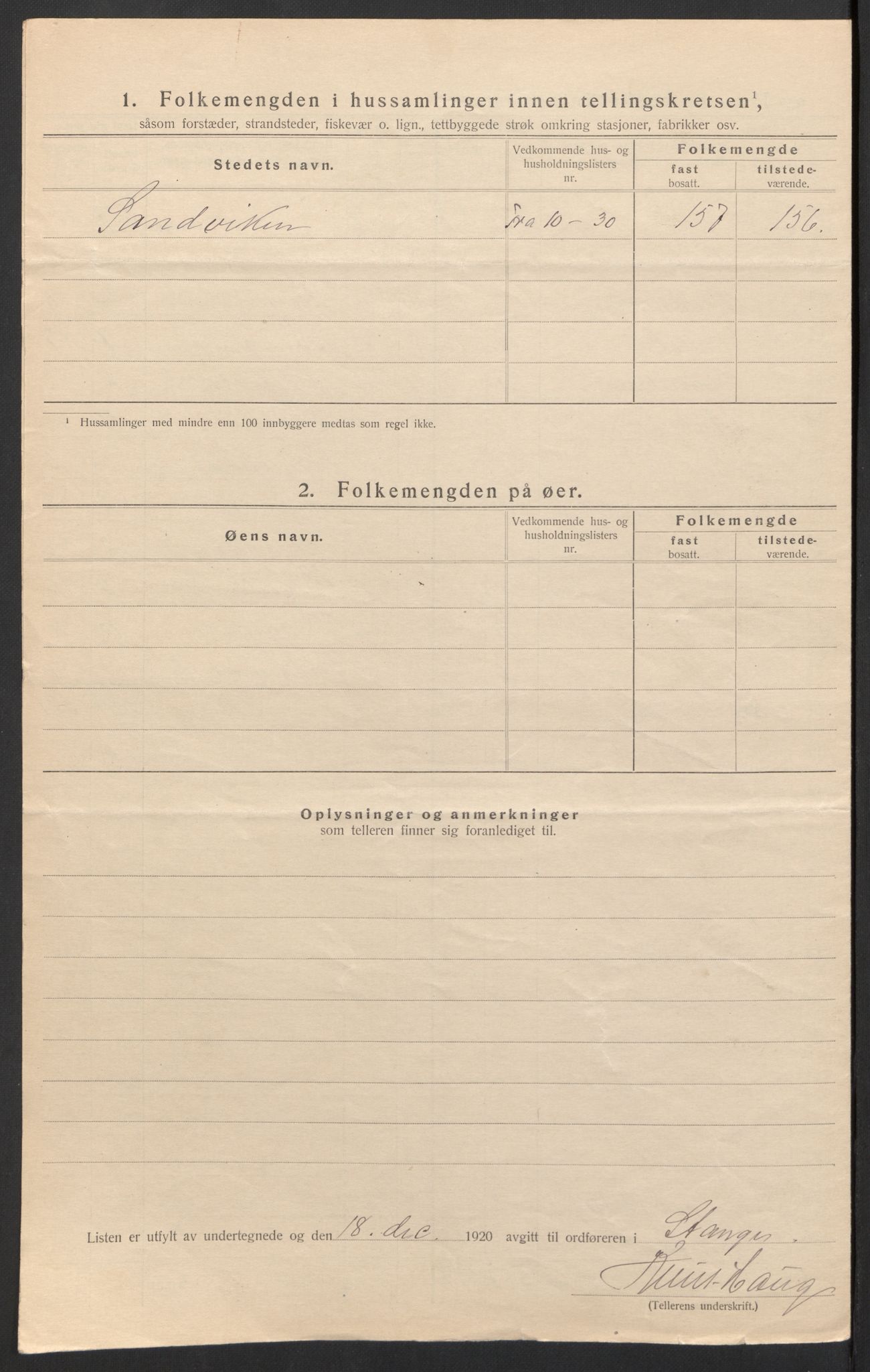 SAH, 1920 census for Stange, 1920, p. 14