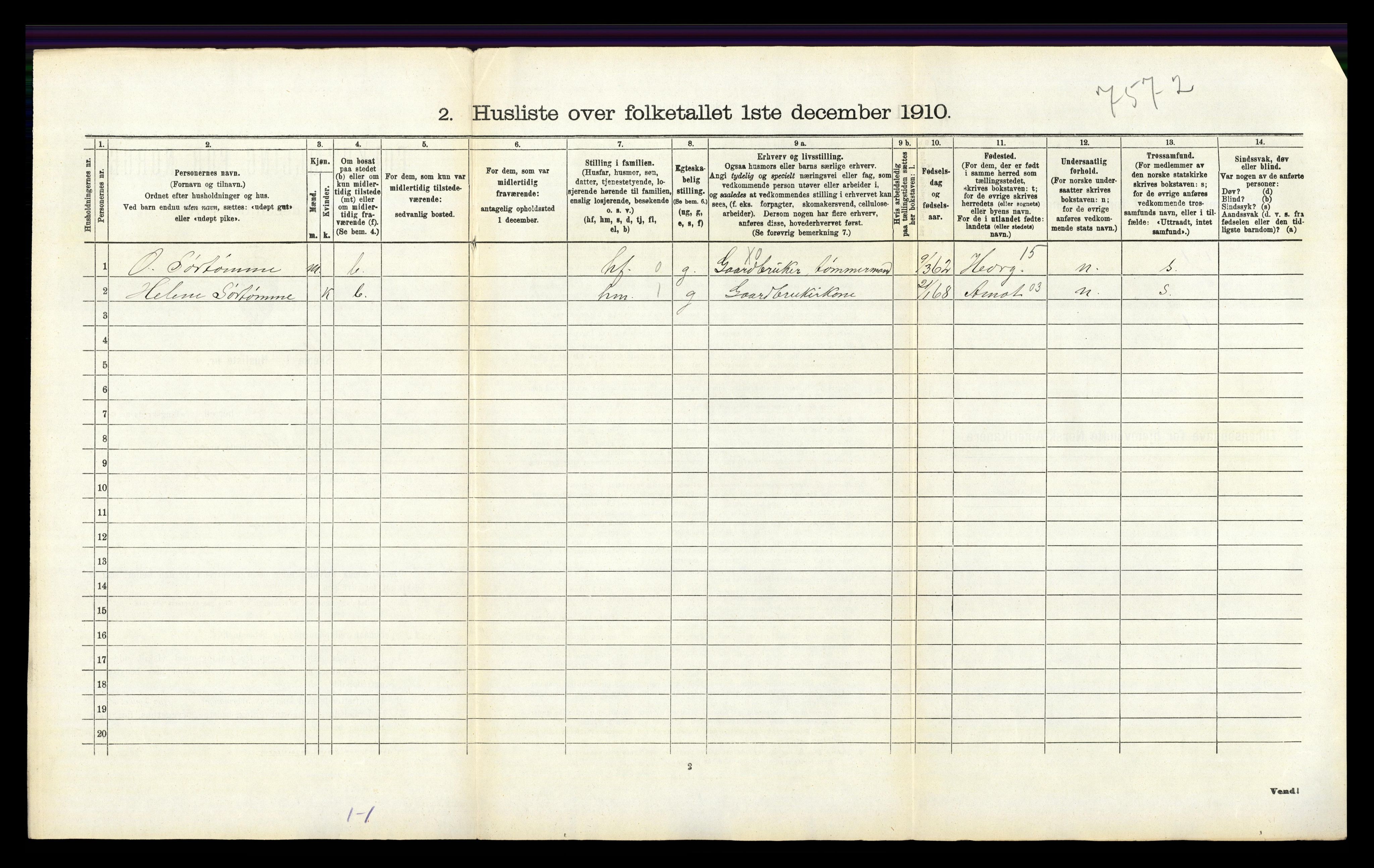 RA, 1910 census for Tynset, 1910, p. 712