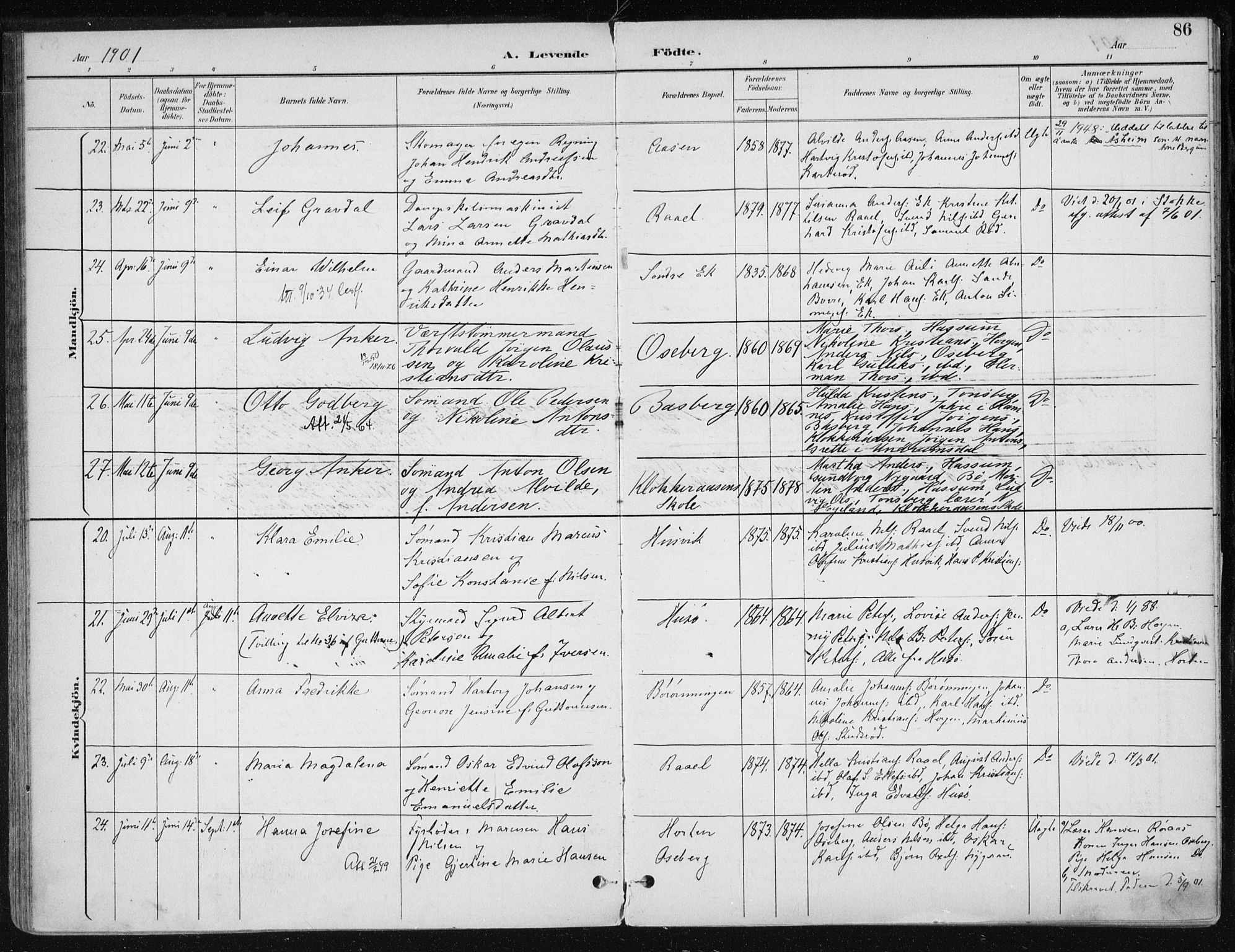 Sem kirkebøker, AV/SAKO-A-5/F/Fb/L0005: Parish register (official) no. II 5, 1892-1904, p. 86