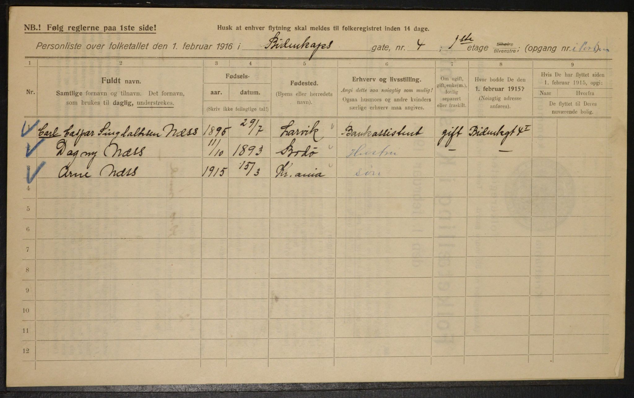 OBA, Municipal Census 1916 for Kristiania, 1916, p. 4843