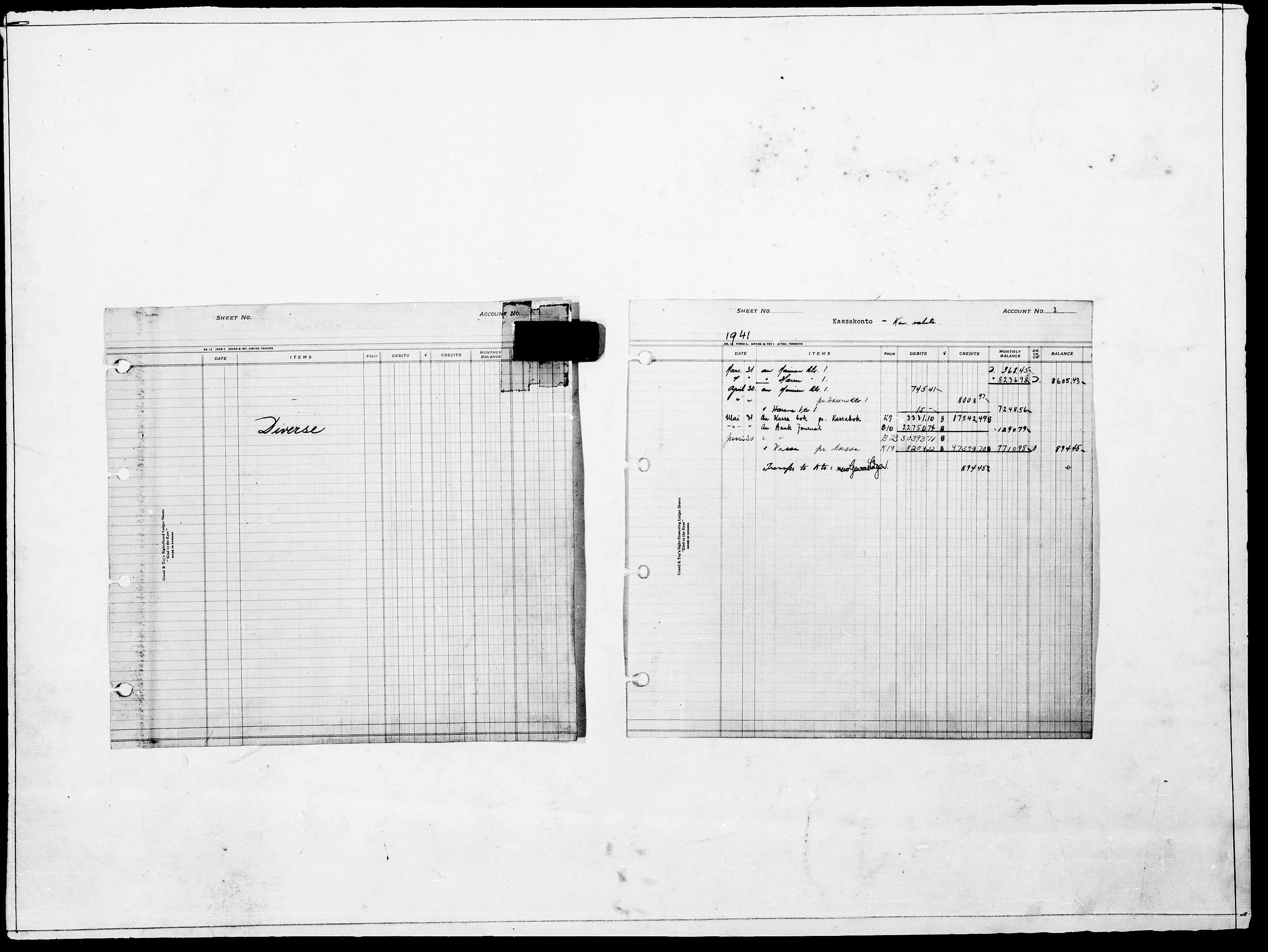 Forsvaret, Flyvåpnenes treningsleir 1940-1945, AV/RA-RAFA-3974/V/L0011: Regnskaper.  Se "Index" for detaljert oversikt over innholdet., 1940-1945