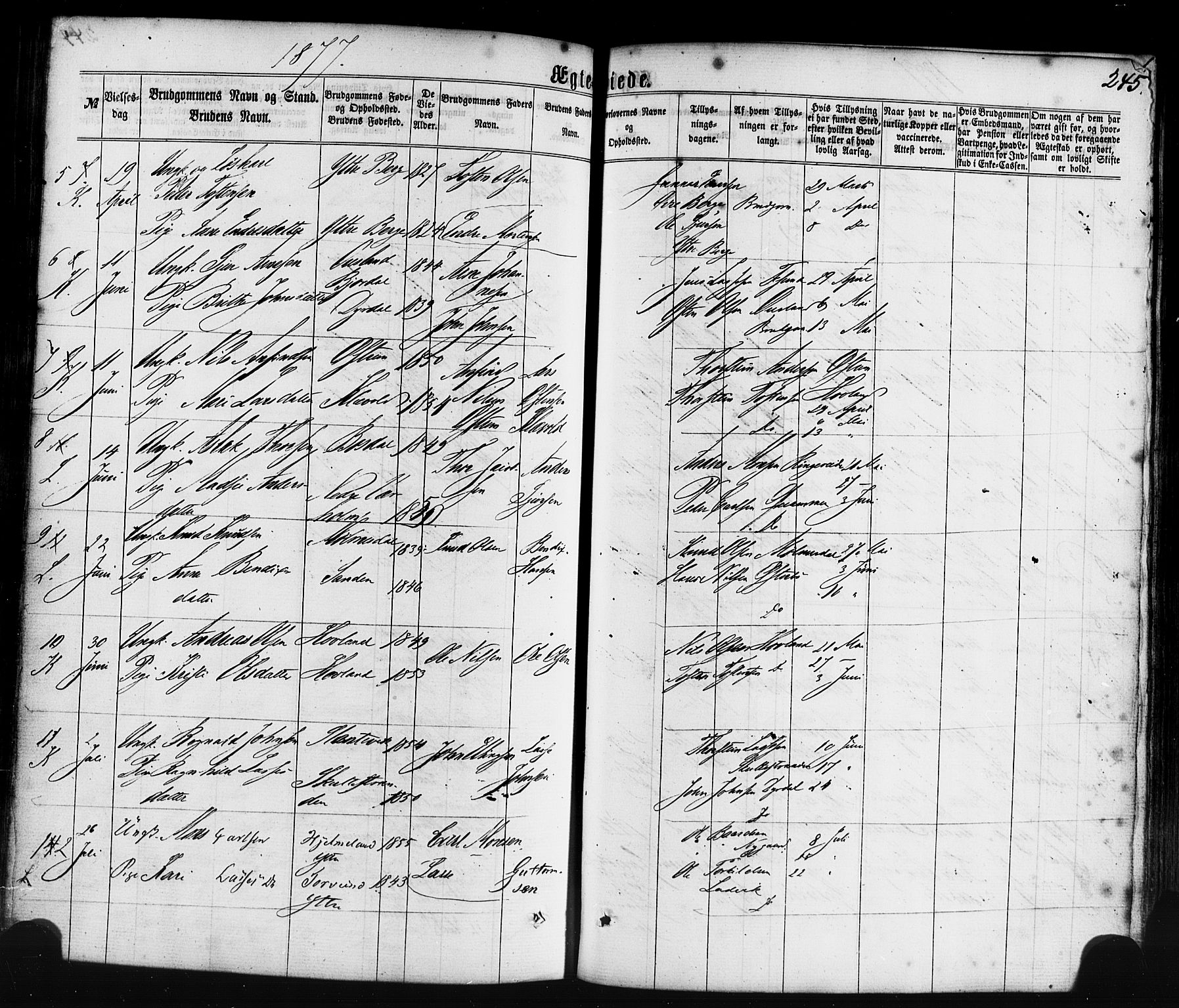 Lavik sokneprestembete, SAB/A-80901: Parish register (official) no. A 4, 1864-1881, p. 245