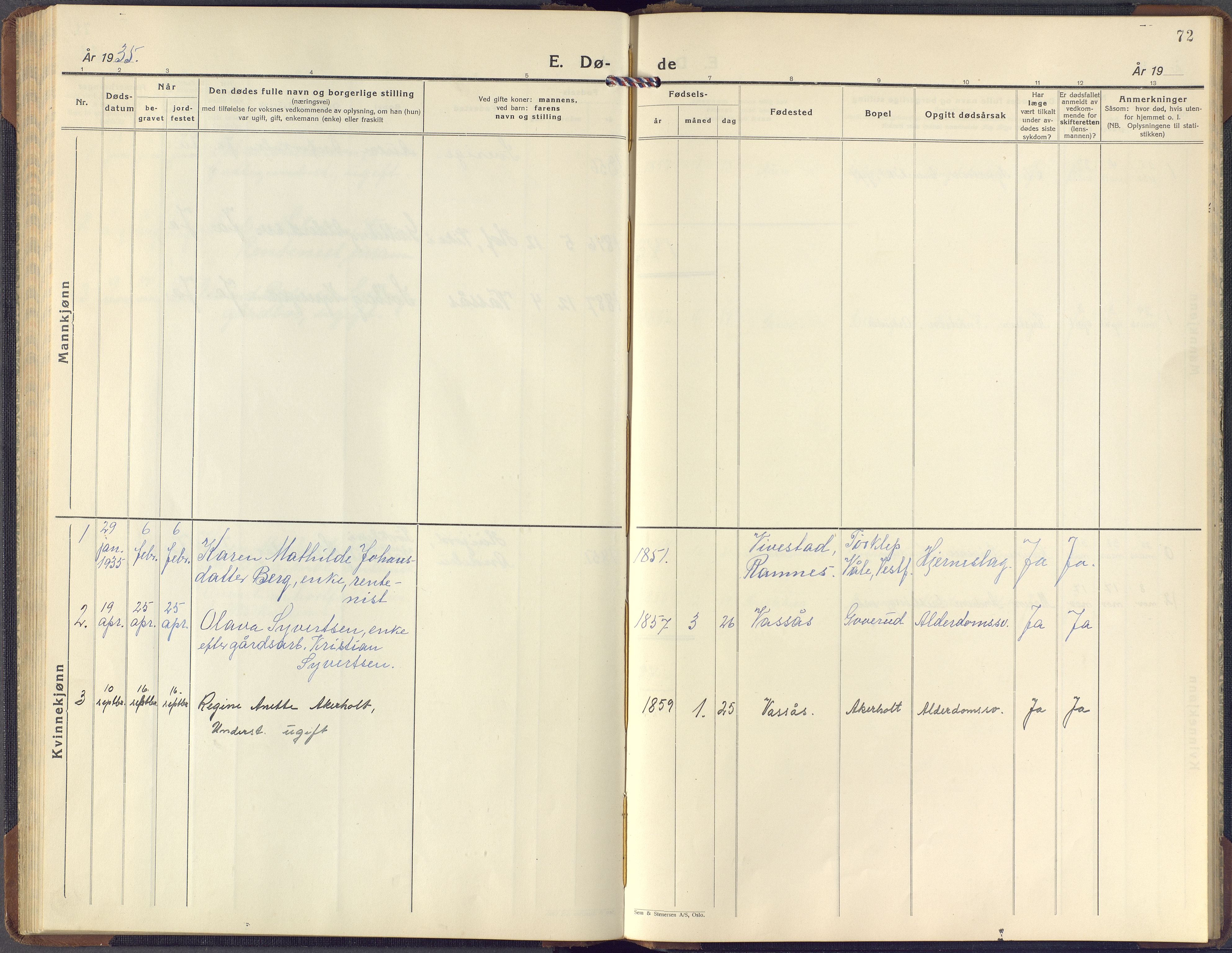 Hof kirkebøker, AV/SAKO-A-64/F/Fb/L0002: Parish register (official) no. II 2, 1932-1959, p. 72