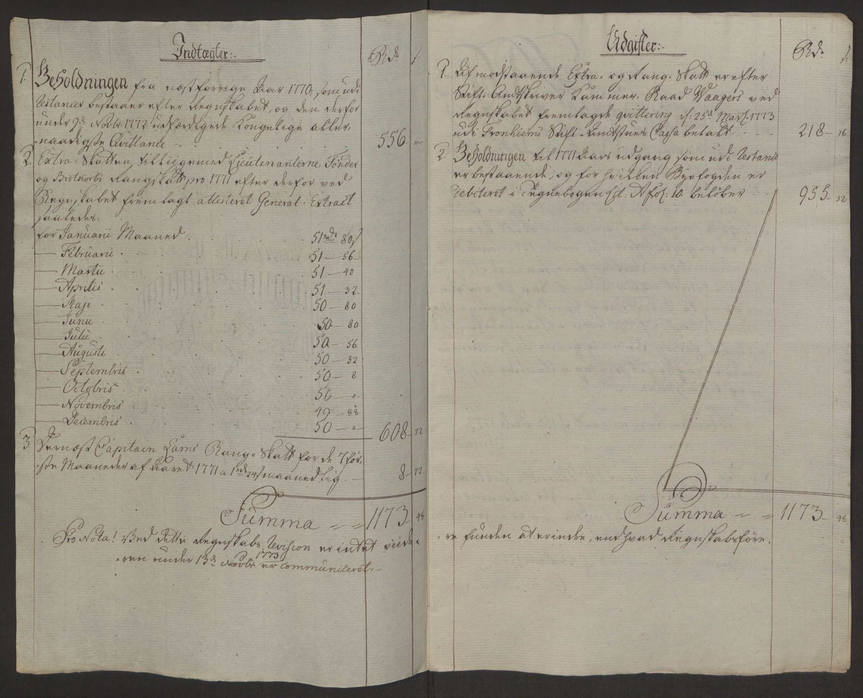 Rentekammeret inntil 1814, Reviderte regnskaper, Byregnskaper, AV/RA-EA-4066/R/Rr/L0495/0004: [R1] Kontribusjonsregnskap / Ekstraskatt, 1762-1772, p. 245