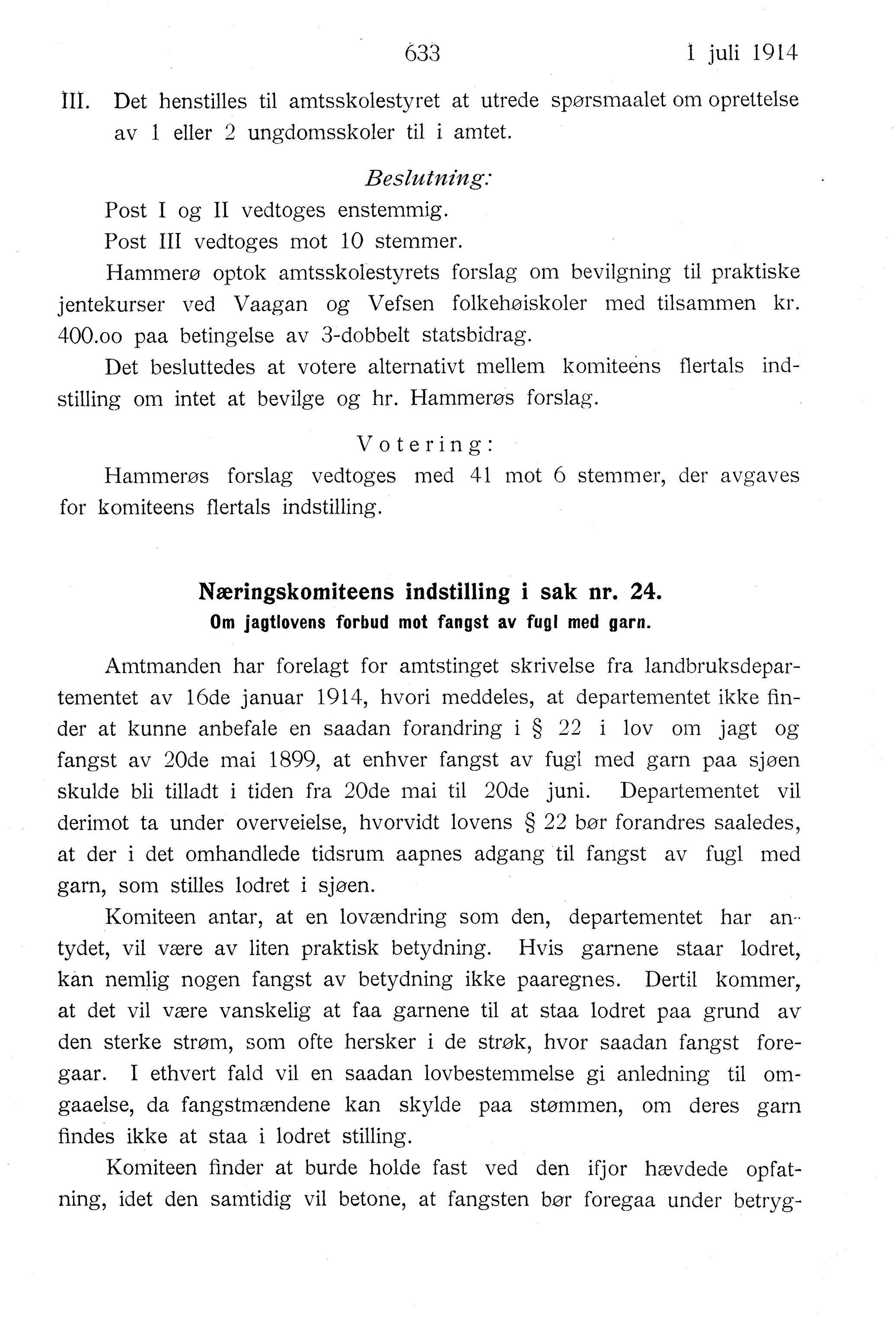 Nordland Fylkeskommune. Fylkestinget, AIN/NFK-17/176/A/Ac/L0037: Fylkestingsforhandlinger 1914, 1914