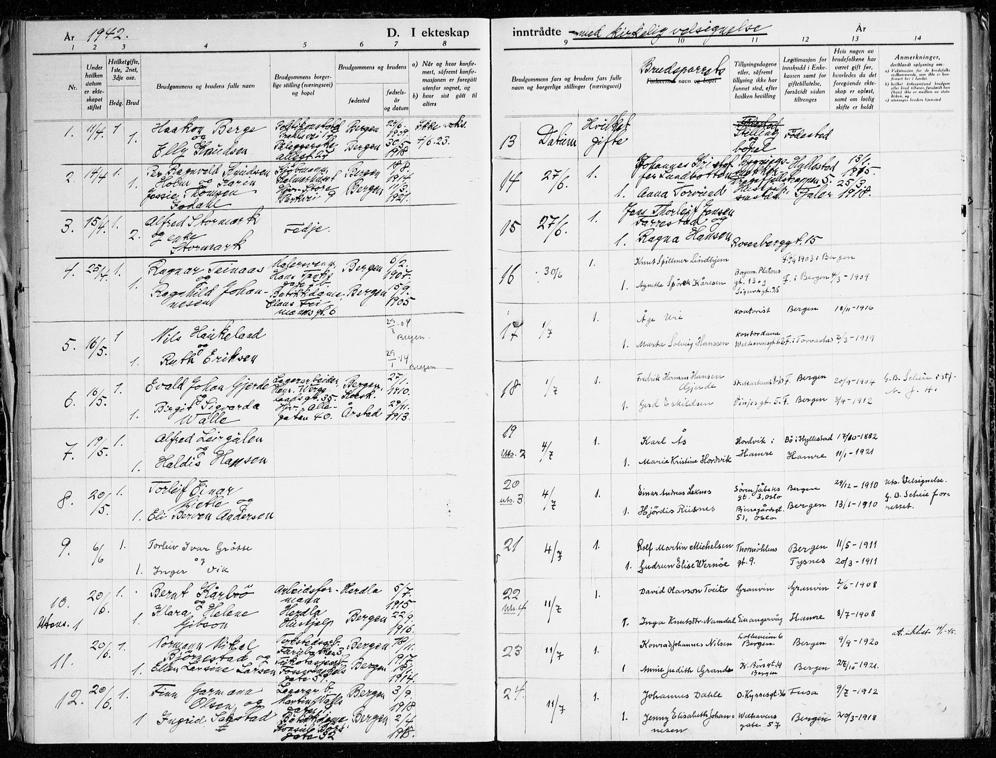 Johanneskirken sokneprestembete, AV/SAB-A-76001/H/Haa: Parish register (official) no. H 1, 1942-1945