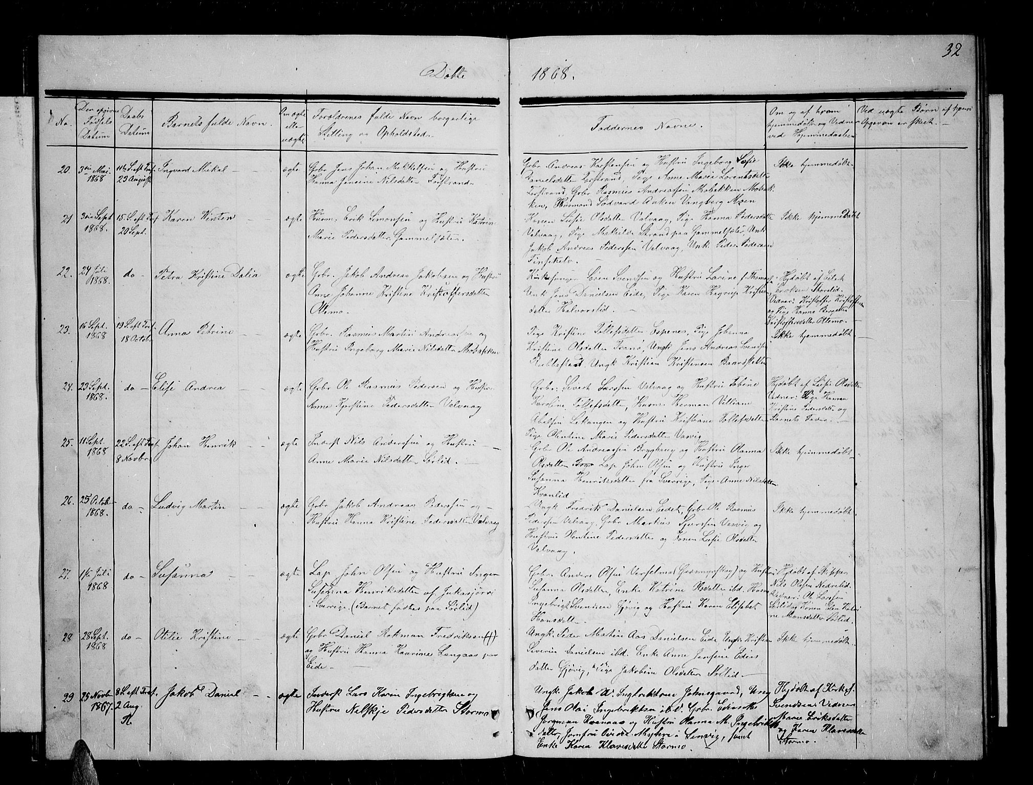 Tranøy sokneprestkontor, SATØ/S-1313/I/Ia/Iab/L0003klokker: Parish register (copy) no. 3, 1861-1887, p. 32