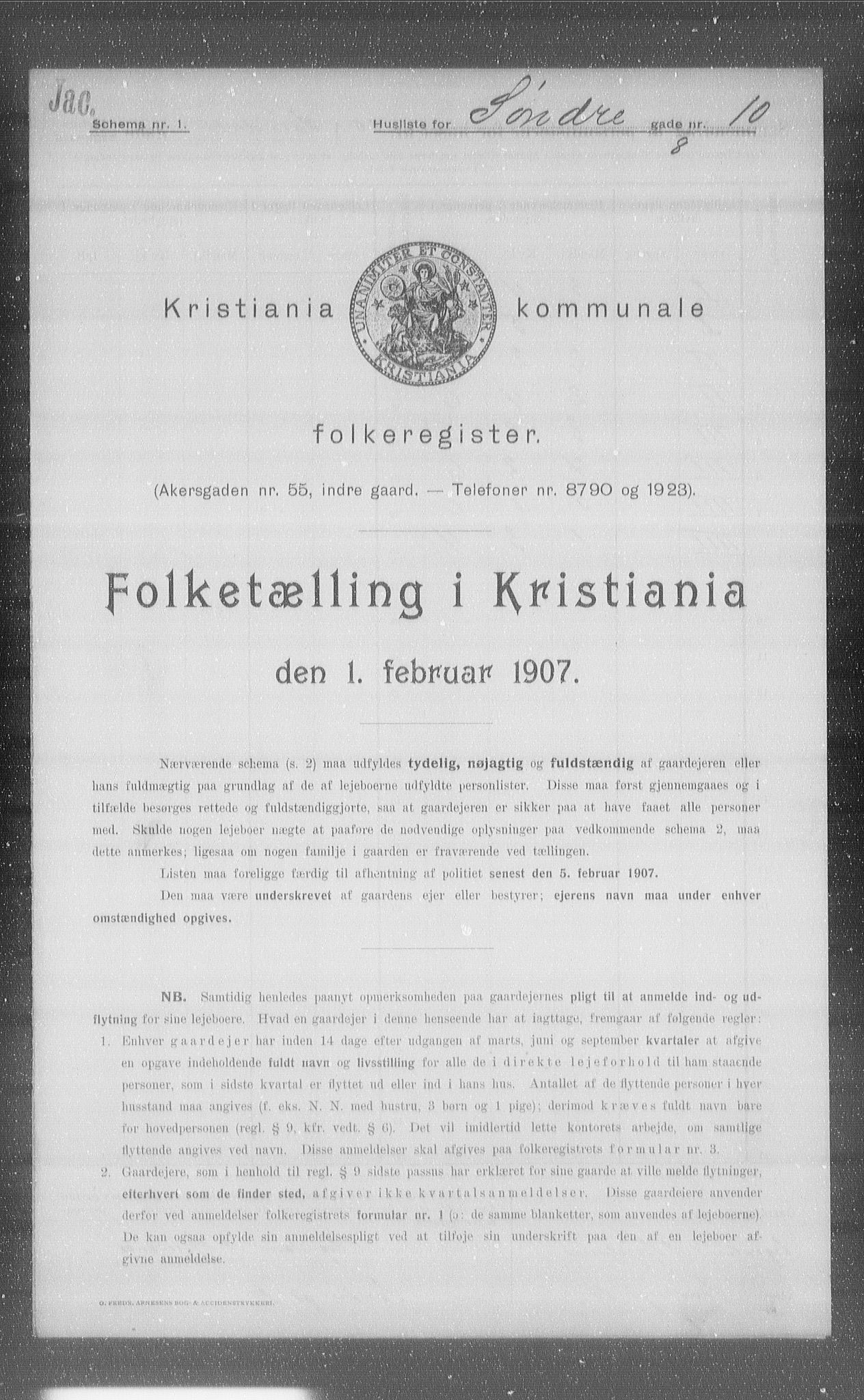 OBA, Municipal Census 1907 for Kristiania, 1907, p. 54119