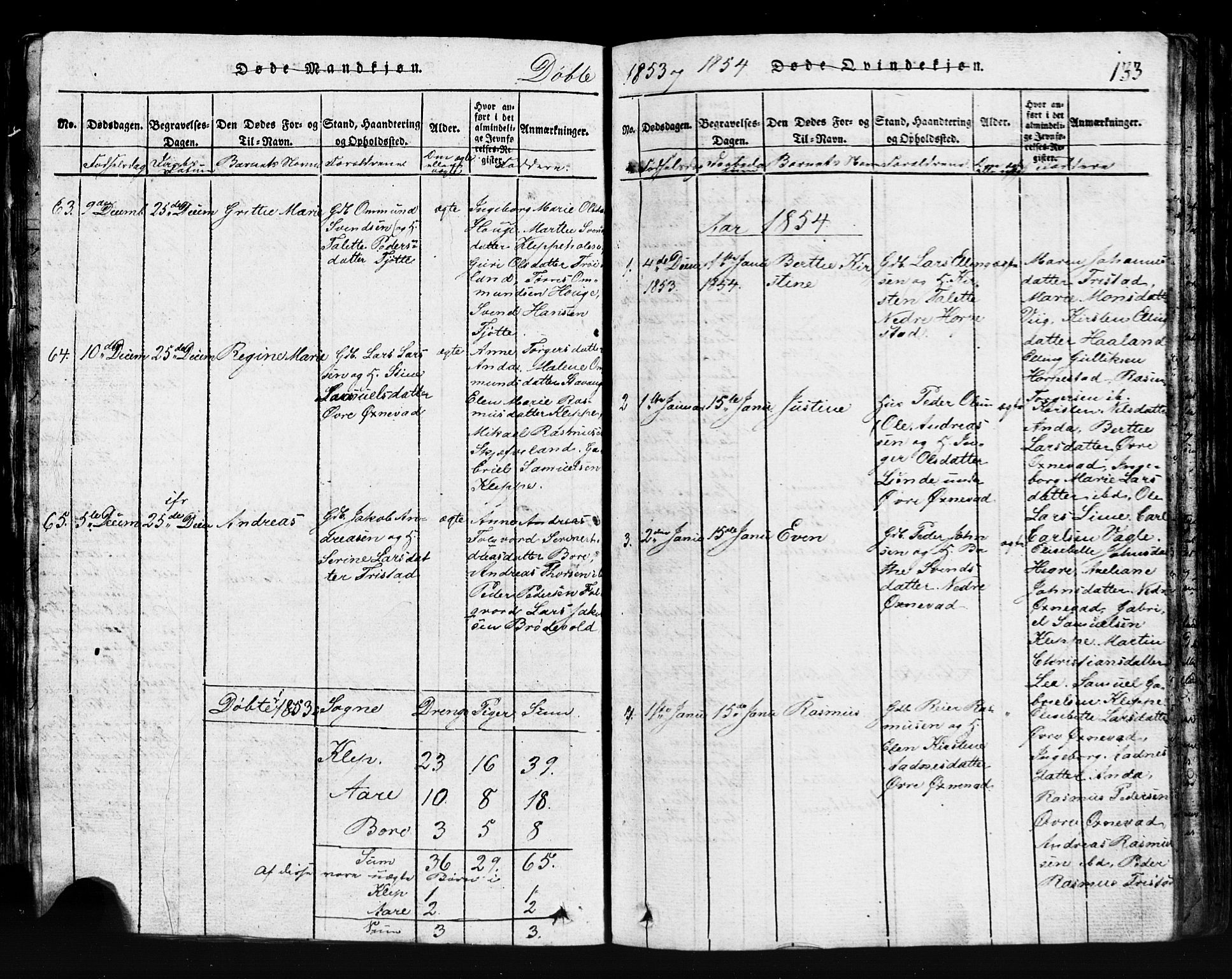 Klepp sokneprestkontor, SAST/A-101803/001/3/30BB/L0001: Parish register (copy) no.  B 1, 1816-1859, p. 133