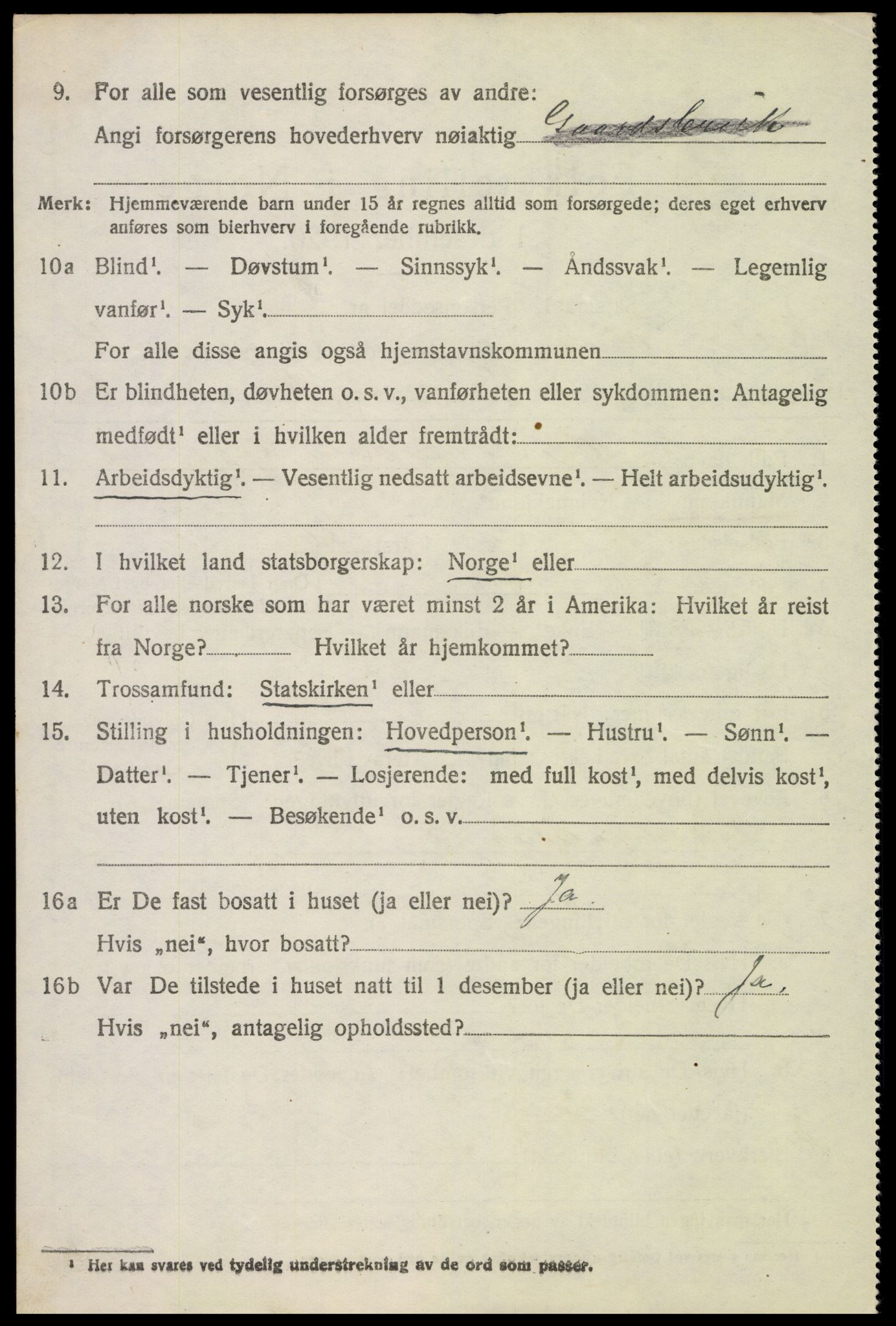 SAH, 1920 census for Vestre Toten, 1920, p. 5557