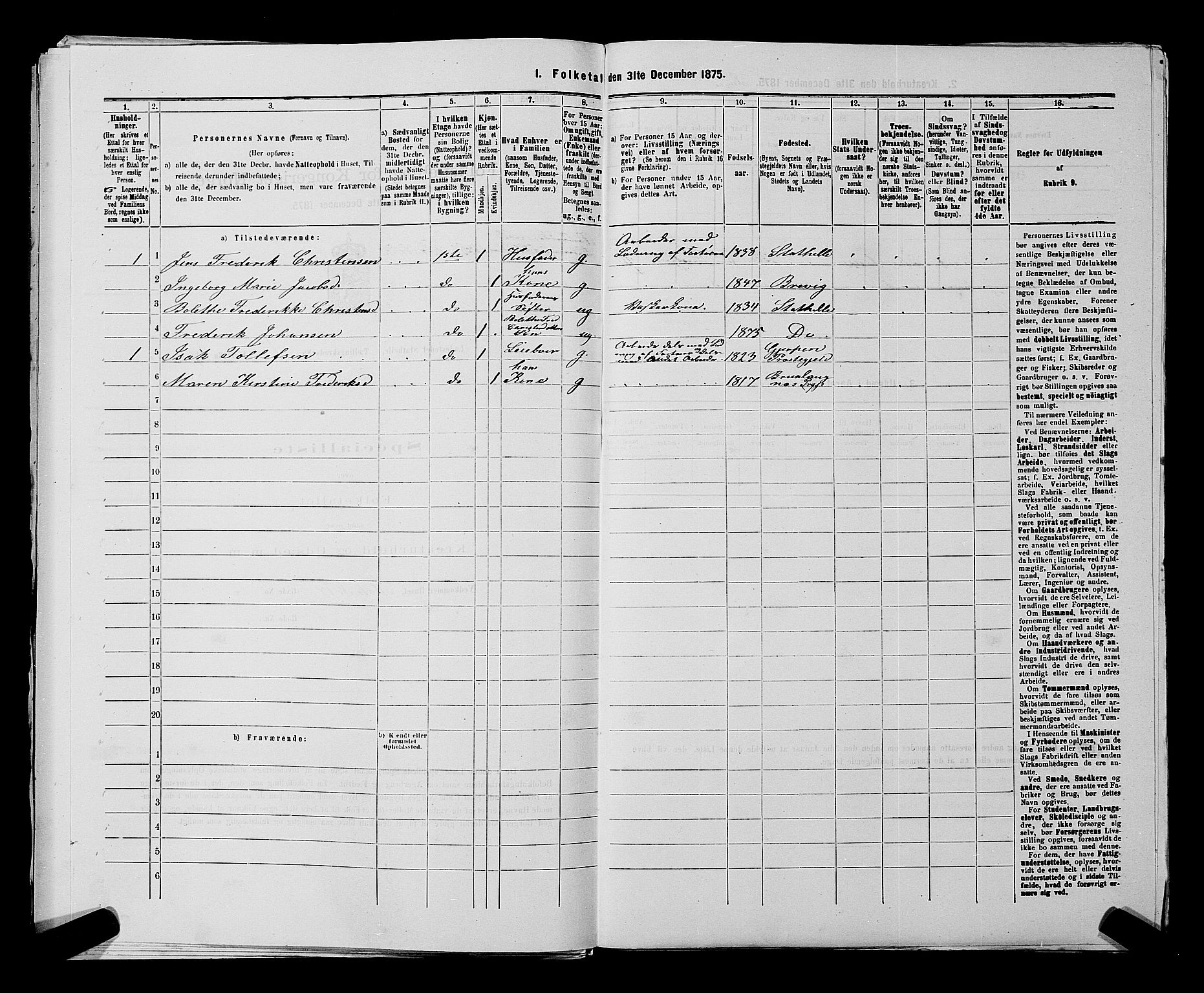 SAKO, 1875 census for 0803B Bamble/Stathelle, 1875, p. 43