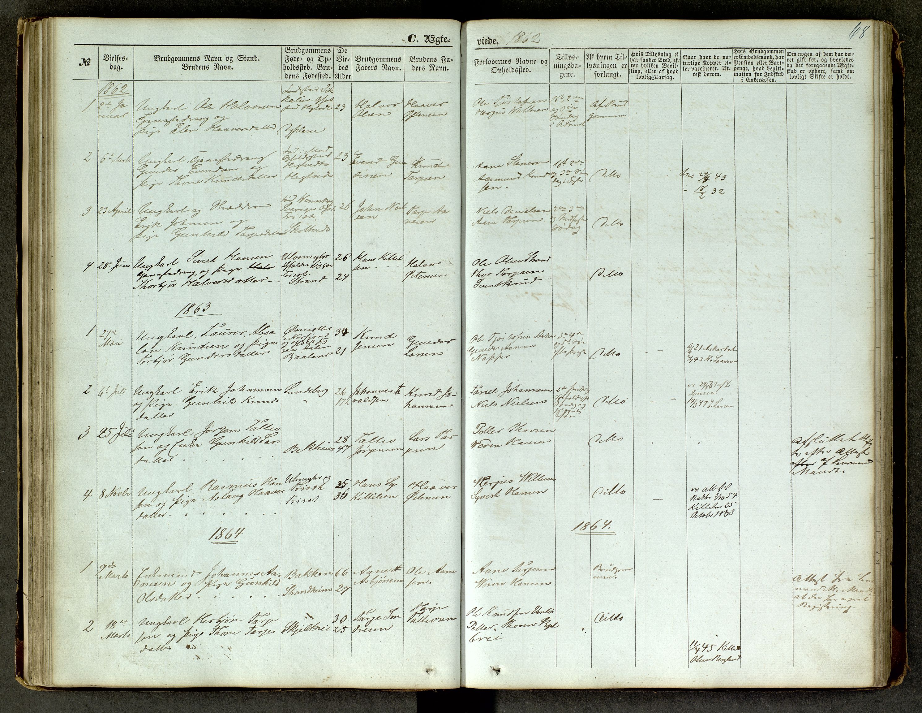 Lårdal kirkebøker, SAKO/A-284/G/Ga/L0002: Parish register (copy) no. I 2, 1861-1890, p. 68