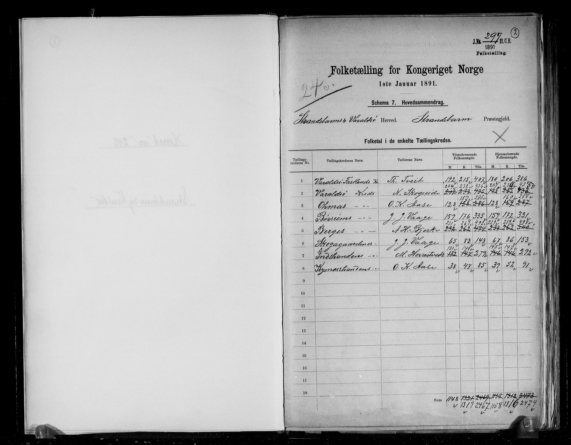 RA, 1891 census for 1226 Strandebarm og Varaldsøy, 1891, p. 3
