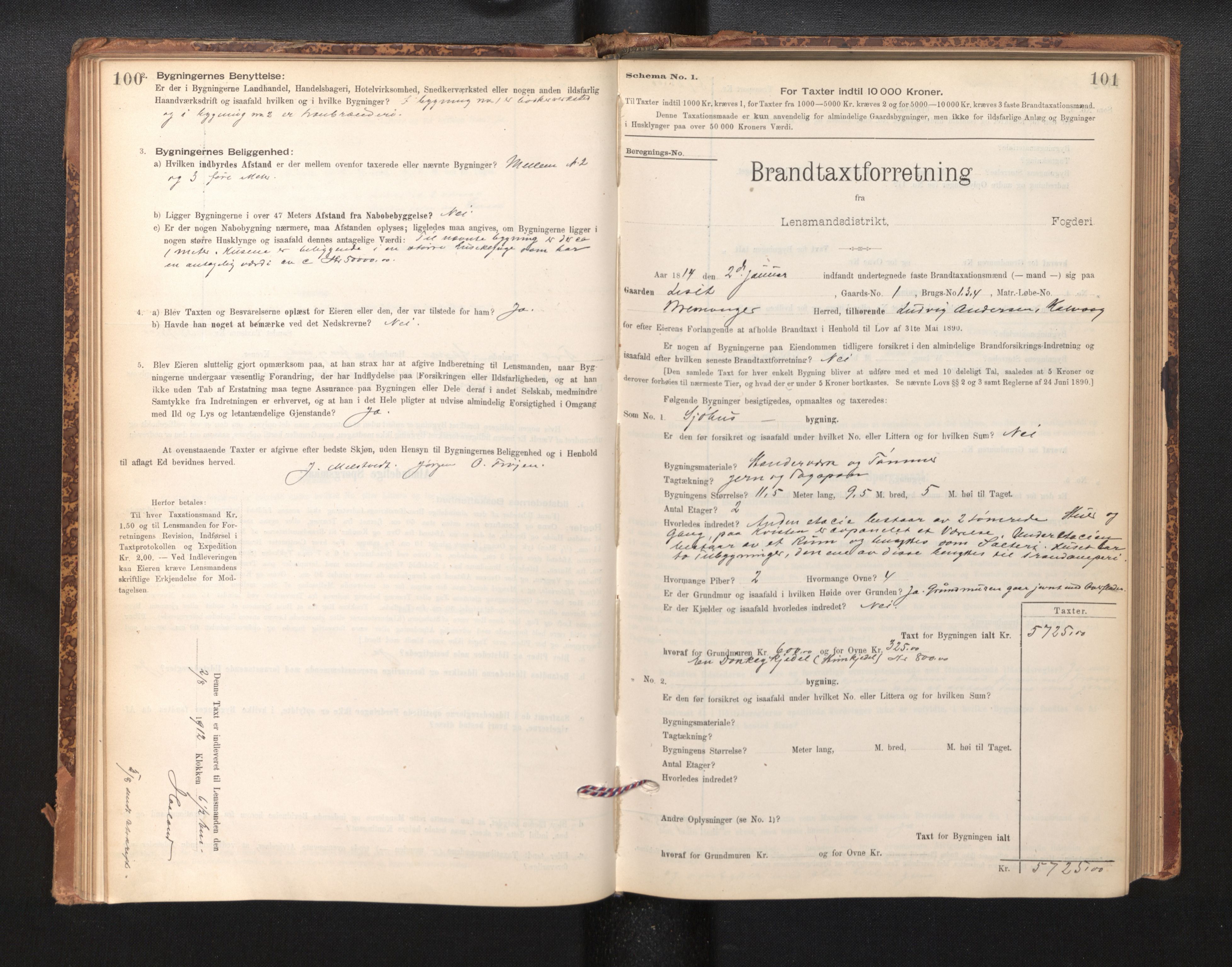 Lensmannen i Bremanger, SAB/A-26701/0012/L0007: Branntakstprotokoll, skjematakst, 1895-1936, p. 100-101
