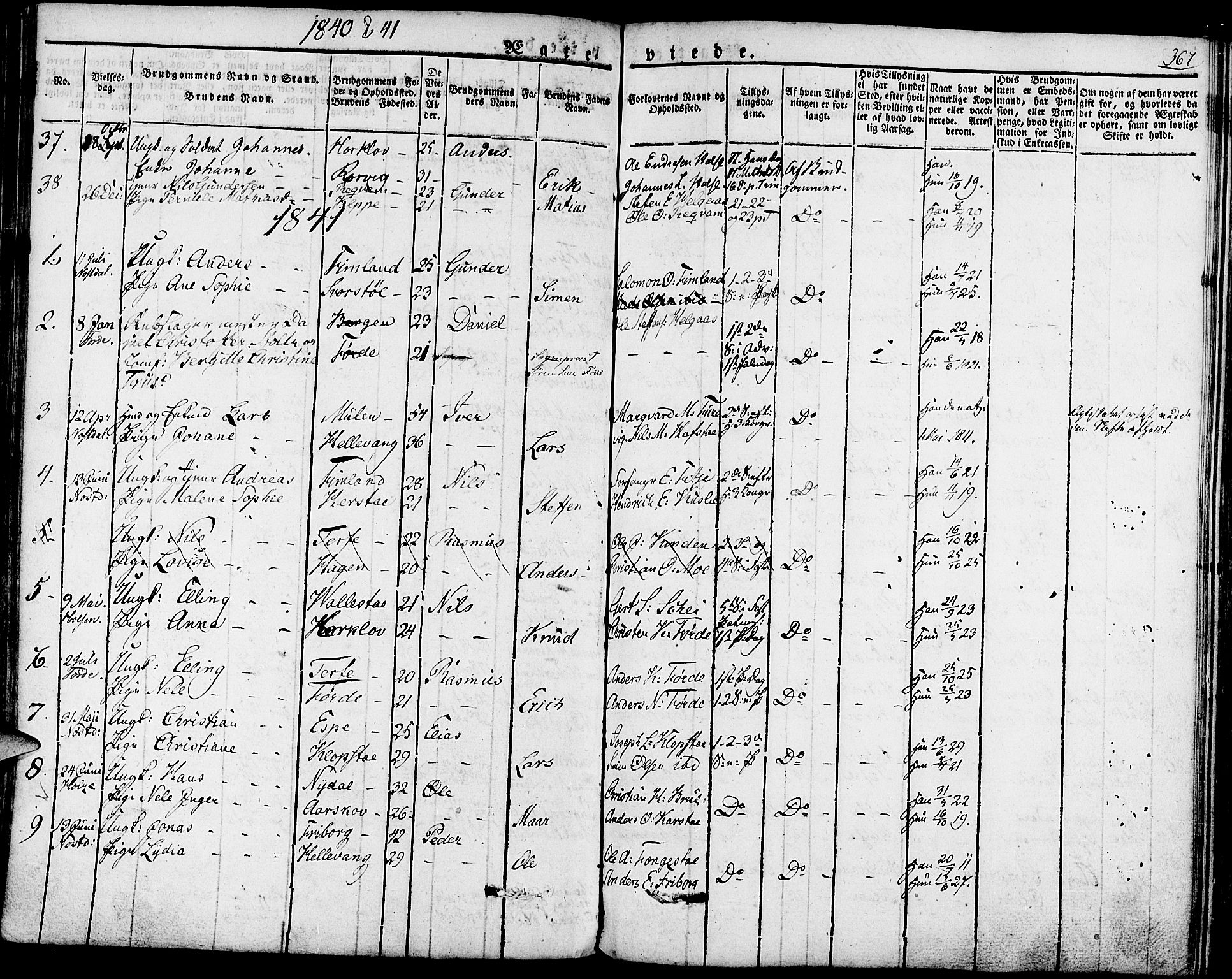 Førde sokneprestembete, SAB/A-79901/H/Haa/Haaa/L0006: Parish register (official) no. A 6, 1821-1842, p. 367