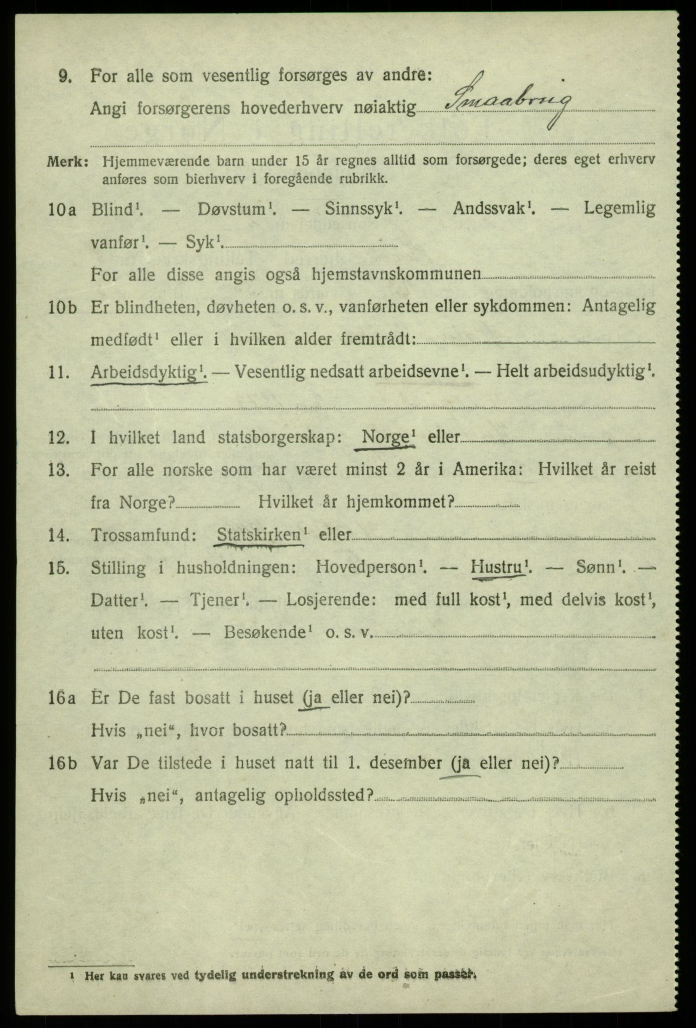 SAB, 1920 census for Sund, 1920, p. 5292