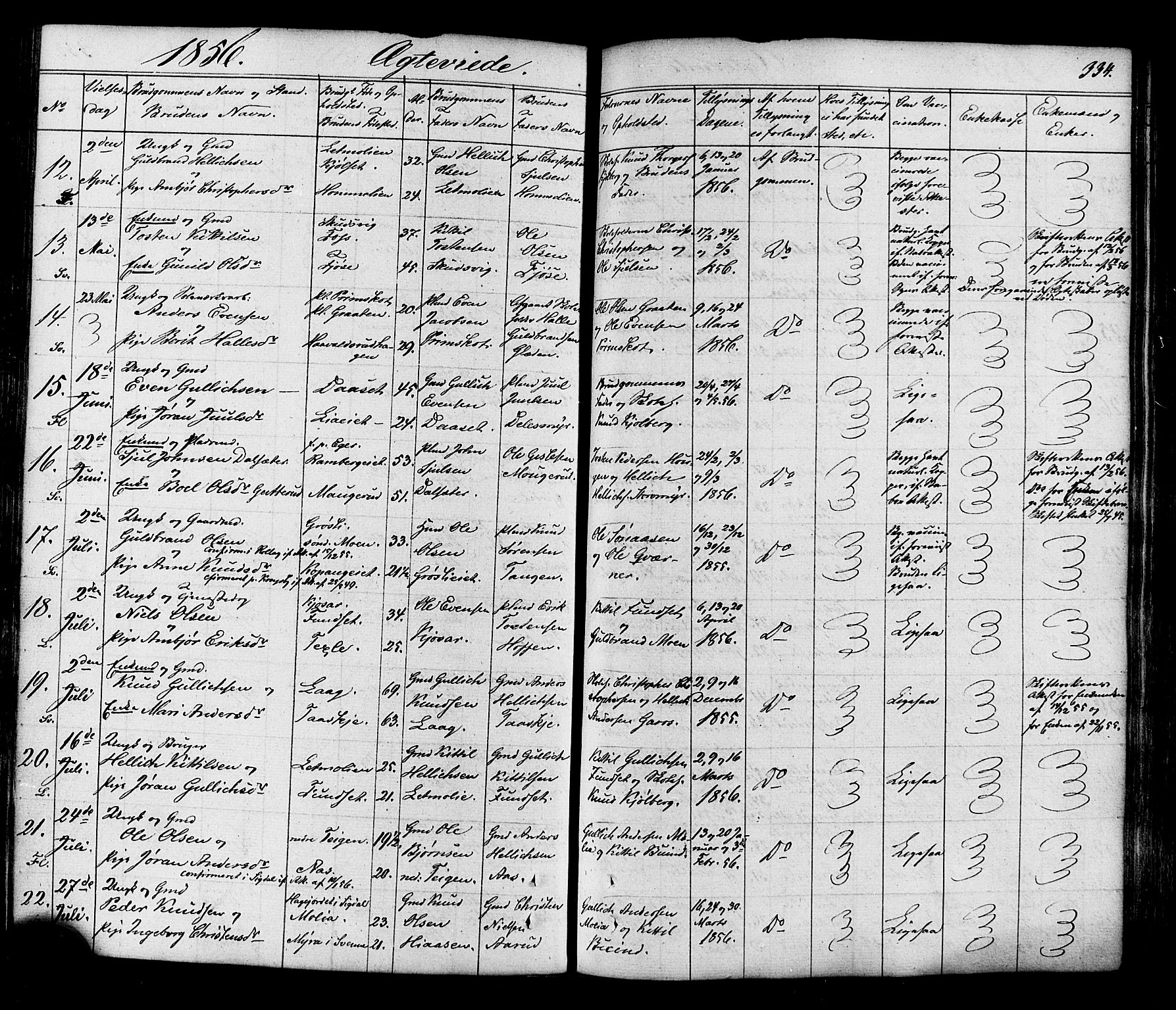 Flesberg kirkebøker, AV/SAKO-A-18/F/Fa/L0006: Parish register (official) no. I 6, 1834-1860, p. 334