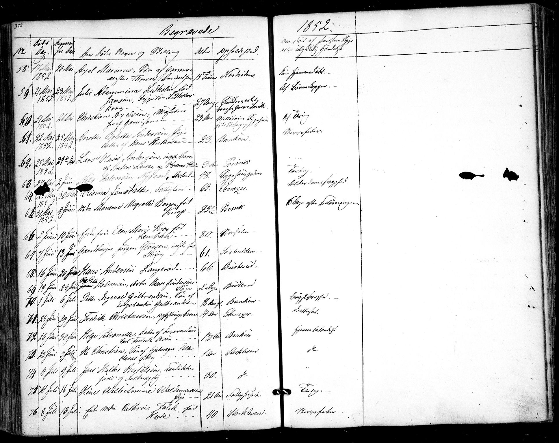 Halden prestekontor Kirkebøker, SAO/A-10909/F/Fa/L0006: Parish register (official) no. I 6, 1845-1856, p. 375