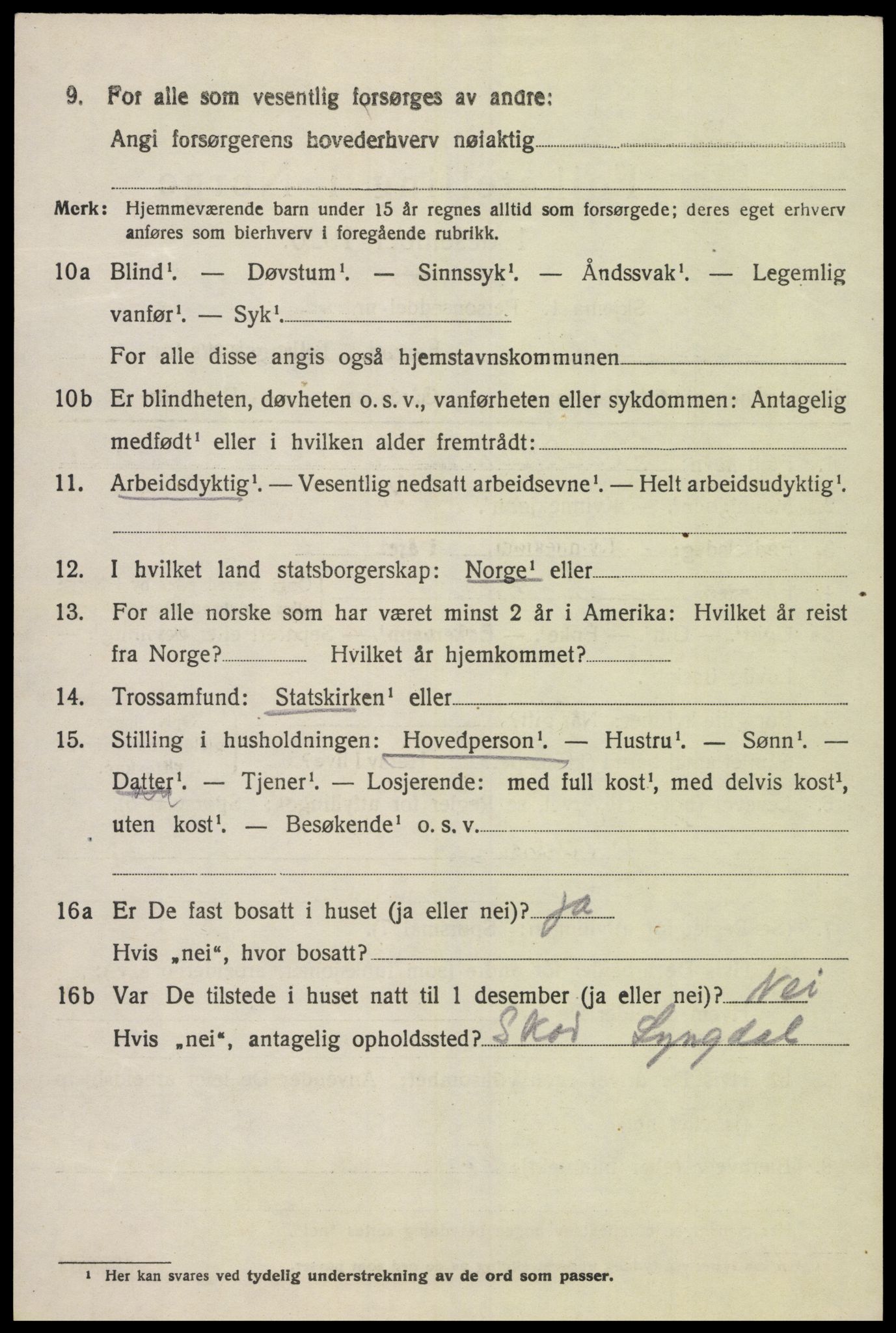 SAK, 1920 census for Lyngdal, 1920, p. 6048