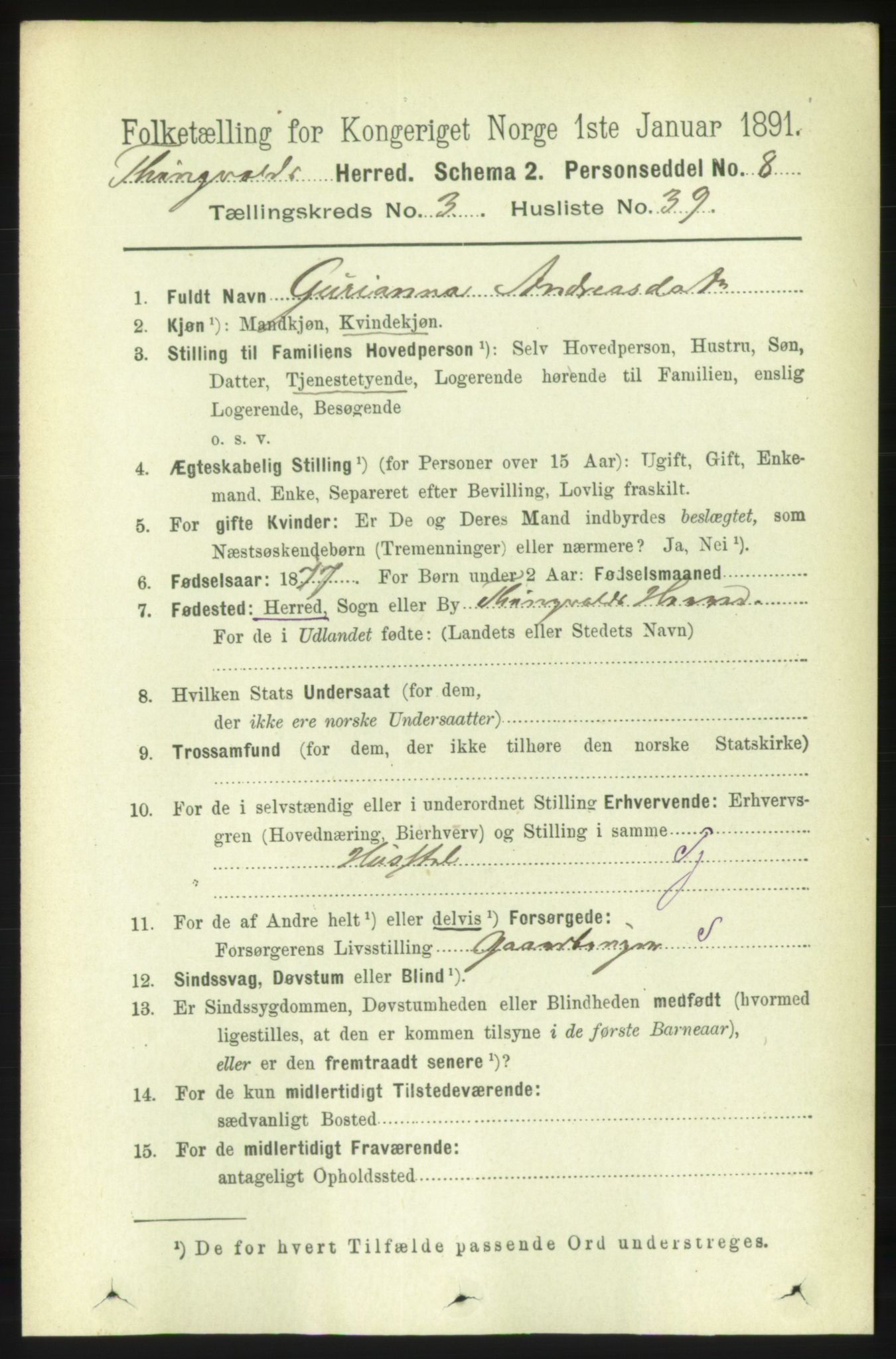 RA, 1891 census for 1560 Tingvoll, 1891, p. 1276