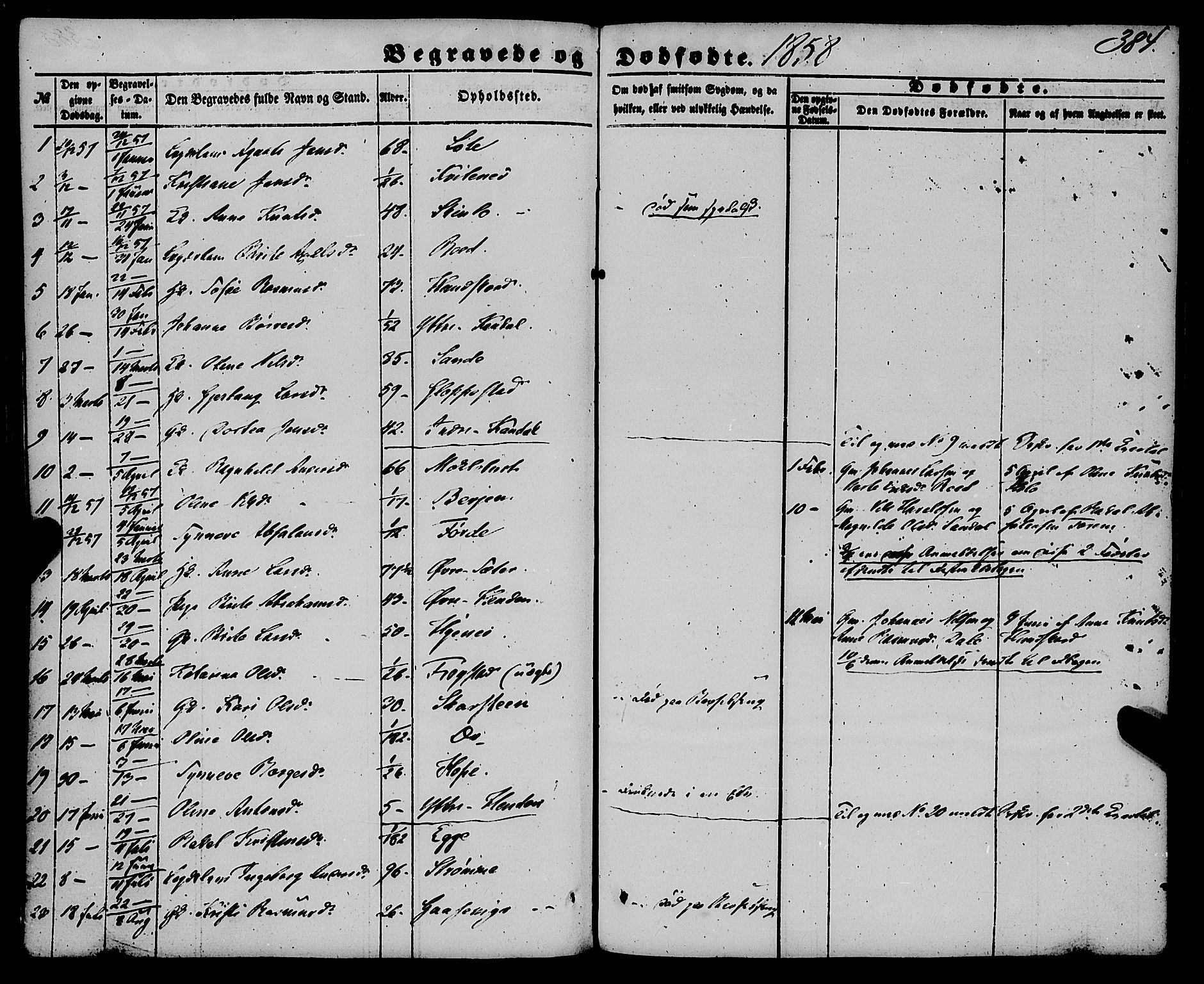 Gloppen sokneprestembete, AV/SAB-A-80101/H/Haa/Haaa/L0009: Parish register (official) no. A 9, 1855-1870, p. 384