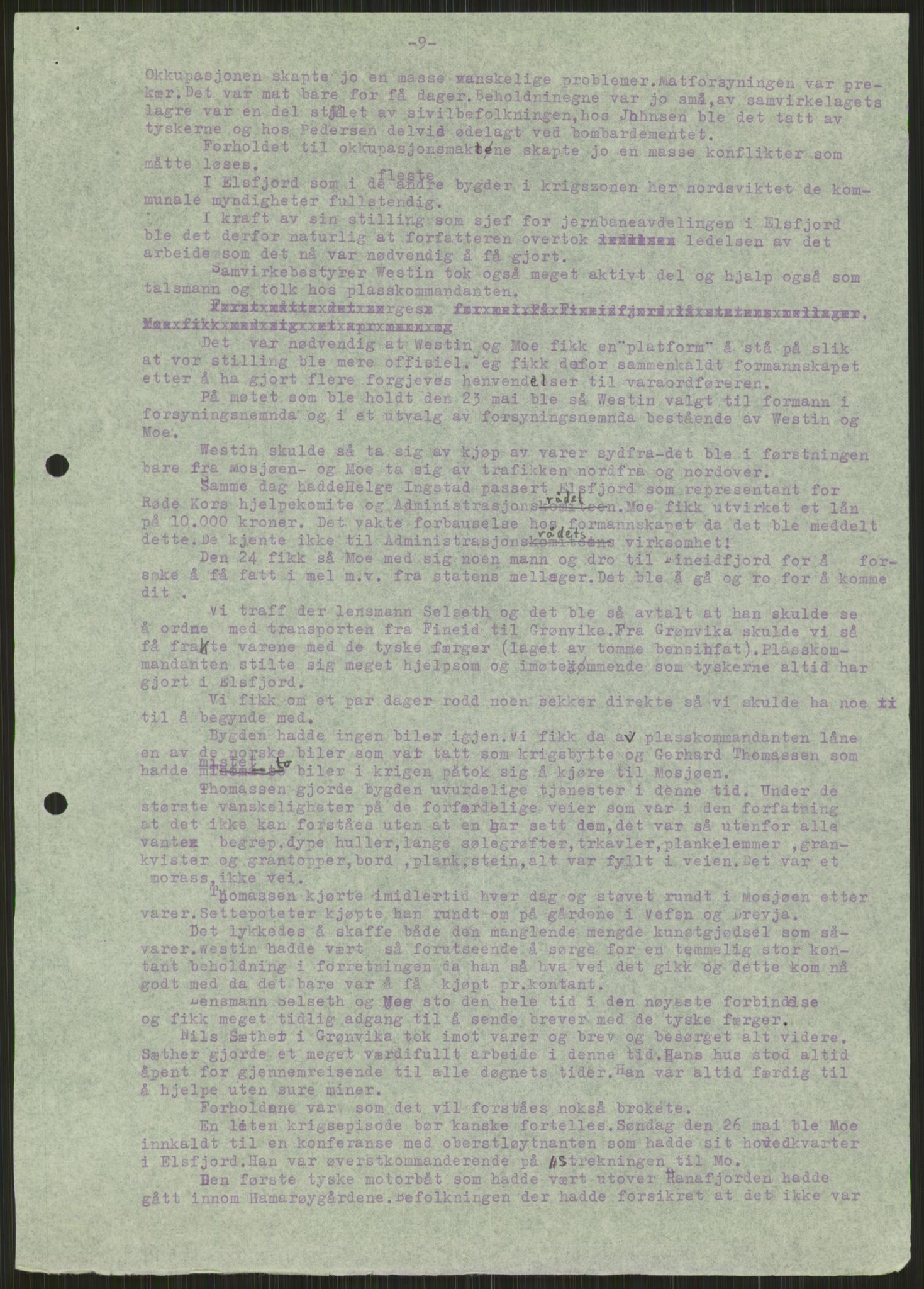 Forsvaret, Forsvarets krigshistoriske avdeling, AV/RA-RAFA-2017/Y/Ya/L0017: II-C-11-31 - Fylkesmenn.  Rapporter om krigsbegivenhetene 1940., 1940, p. 128