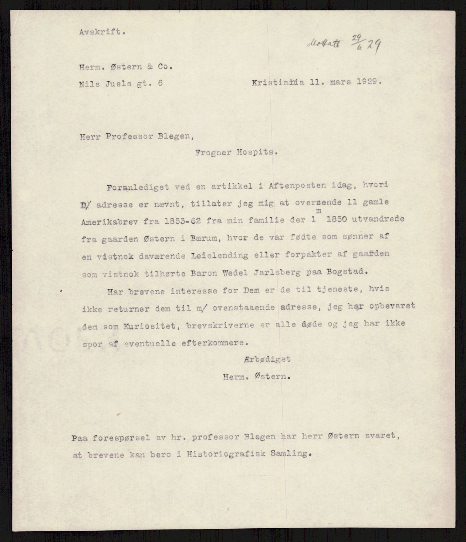 Samlinger til kildeutgivelse, Amerikabrevene, AV/RA-EA-4057/F/L0004: Innlån fra Akershus: Amundsenarkivet - Breen, 1838-1914, p. 69