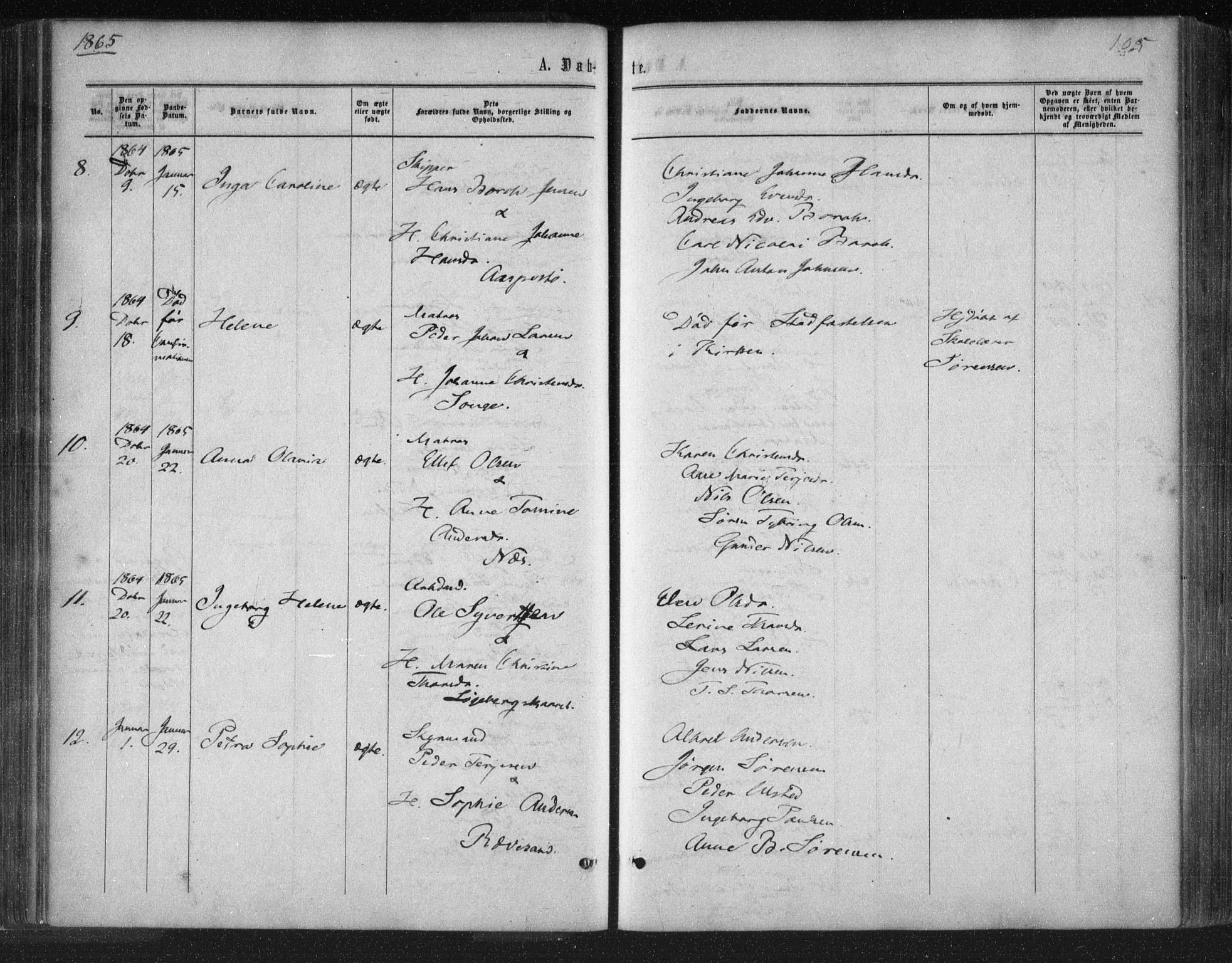 Tromøy sokneprestkontor, SAK/1111-0041/F/Fa/L0007: Parish register (official) no. A 7, 1864-1869, p. 105