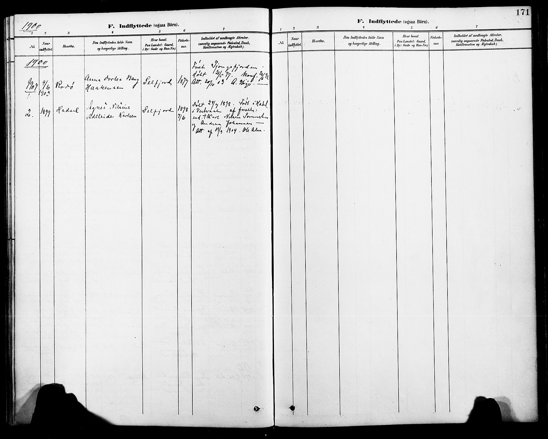 Ministerialprotokoller, klokkerbøker og fødselsregistre - Nordland, AV/SAT-A-1459/885/L1205: Parish register (official) no. 885A06, 1892-1905, p. 171