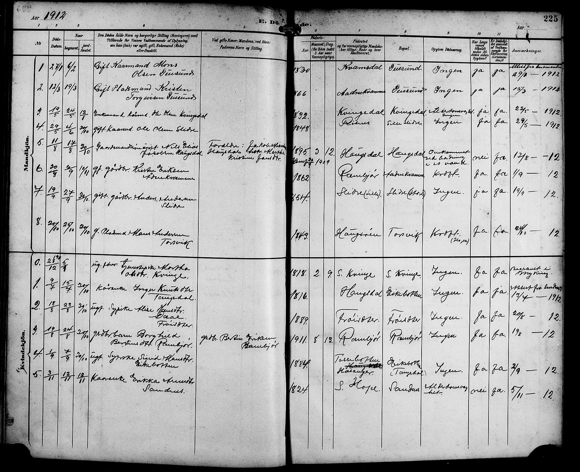 Masfjorden Sokneprestembete, SAB/A-77001: Parish register (copy) no. B 1, 1892-1913, p. 225
