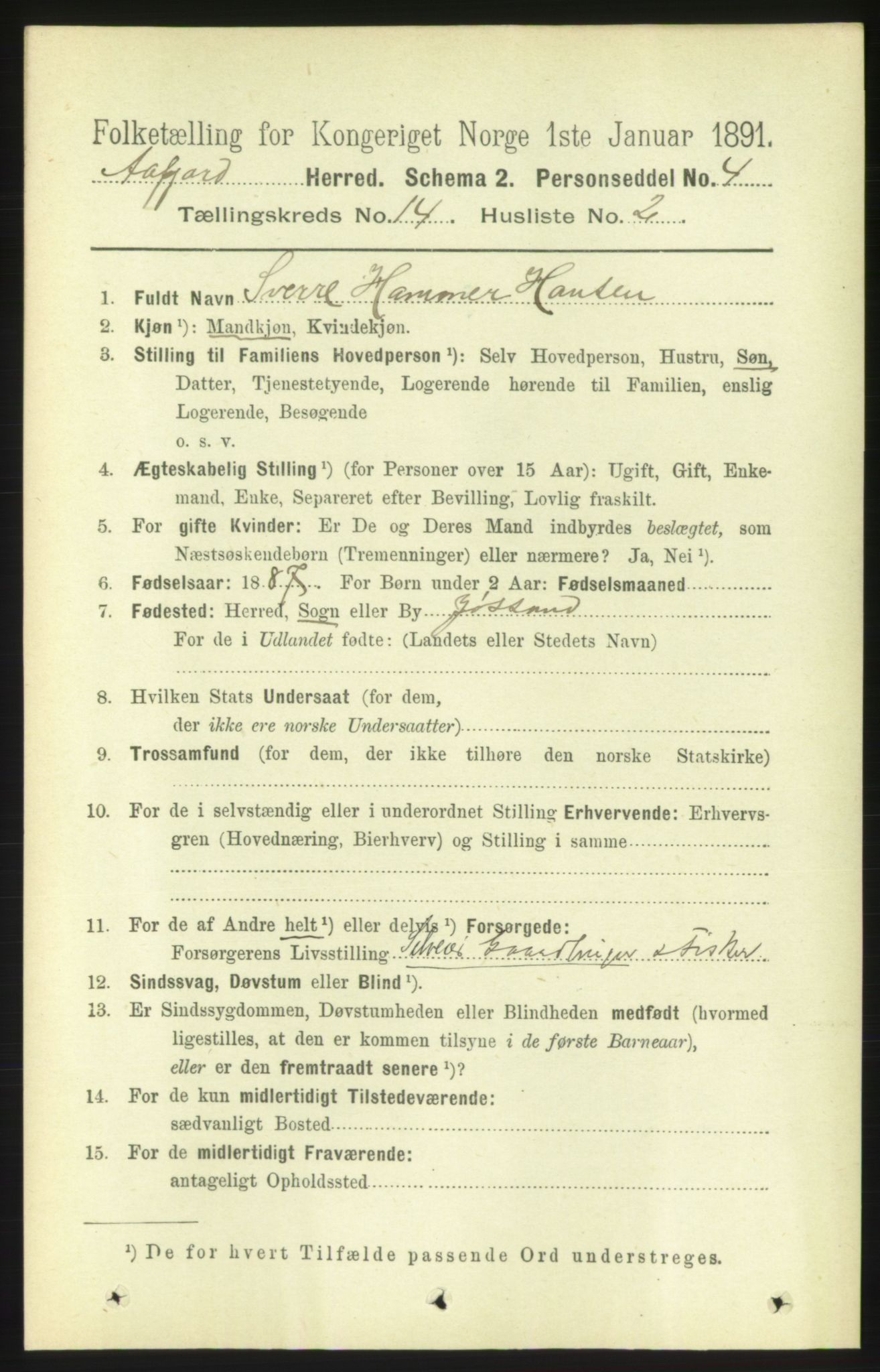 RA, 1891 census for 1630 Åfjord, 1891, p. 4624