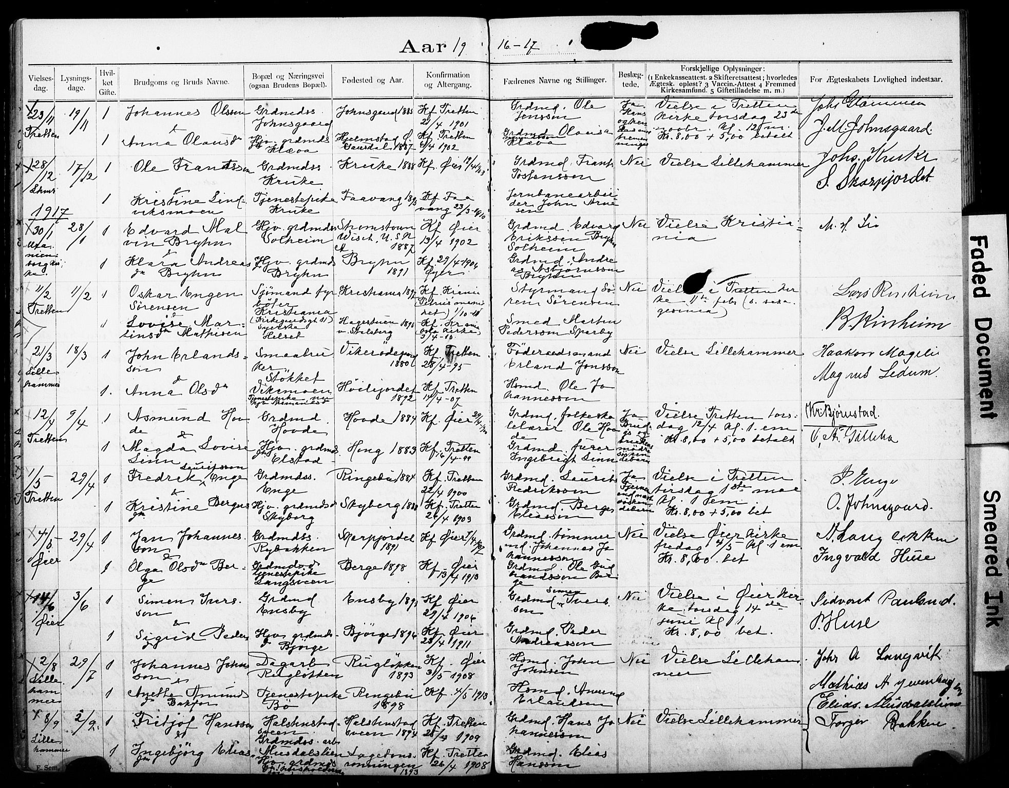 Øyer prestekontor, AV/SAH-PREST-084/I/Ie: Banns register no. 1, 1899-1928