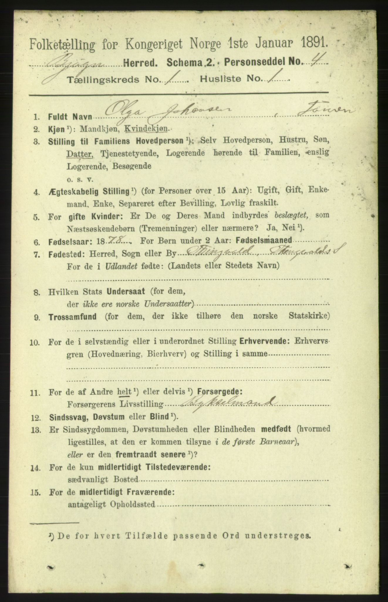 RA, 1891 census for 1627 Bjugn, 1891, p. 70