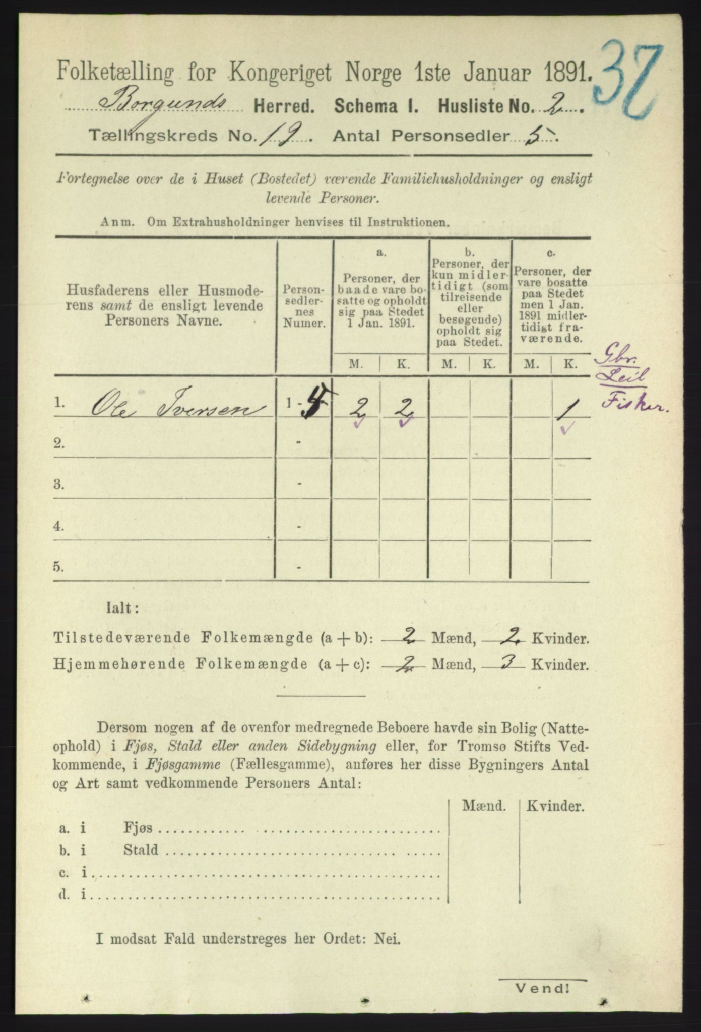 RA, 1891 census for 1531 Borgund, 1891, p. 5944