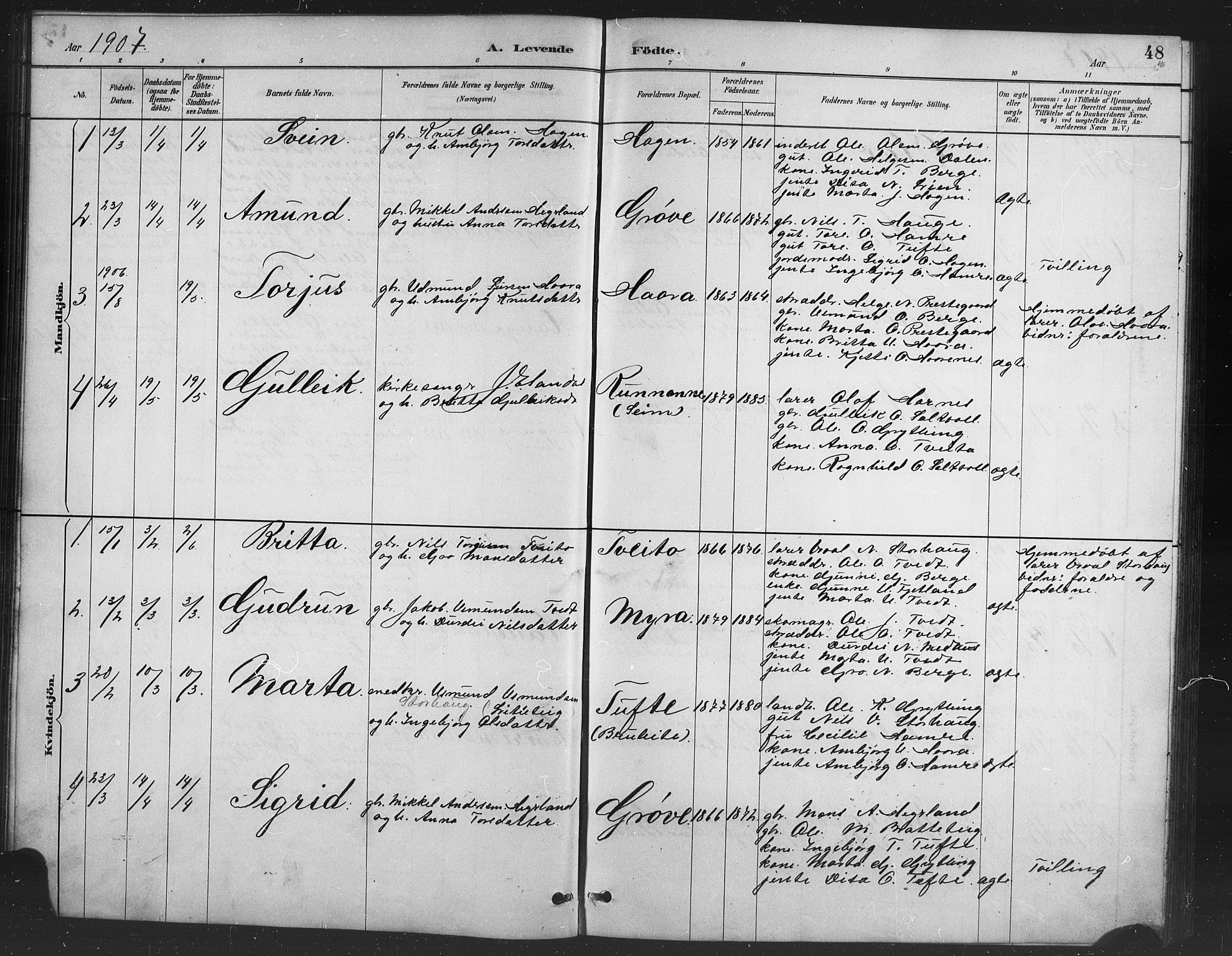 Røldal sokneprestembete, SAB/A-100247: Parish register (copy) no. A 3, 1887-1917, p. 48