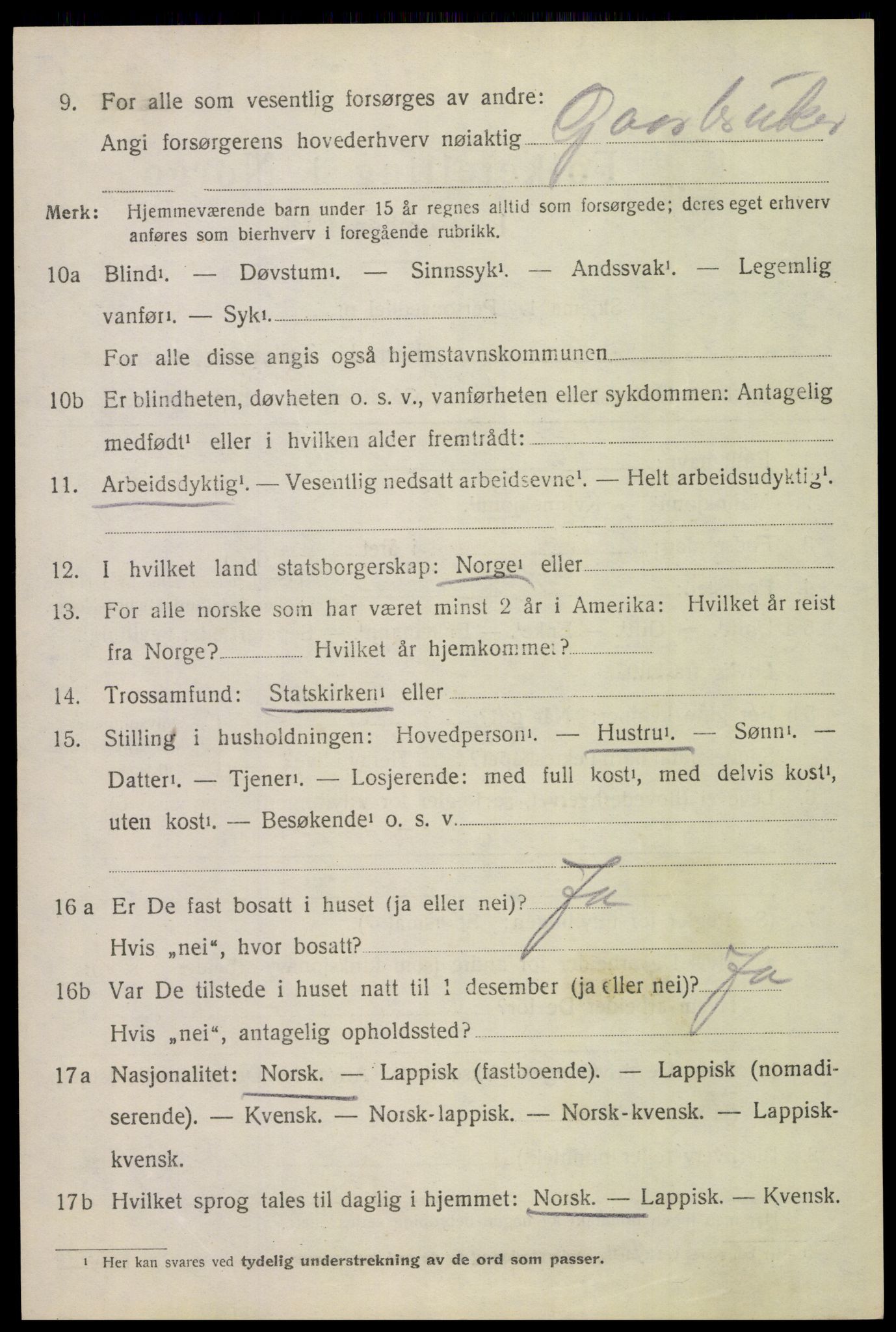 SAT, 1920 census for Bodin, 1920, p. 7567