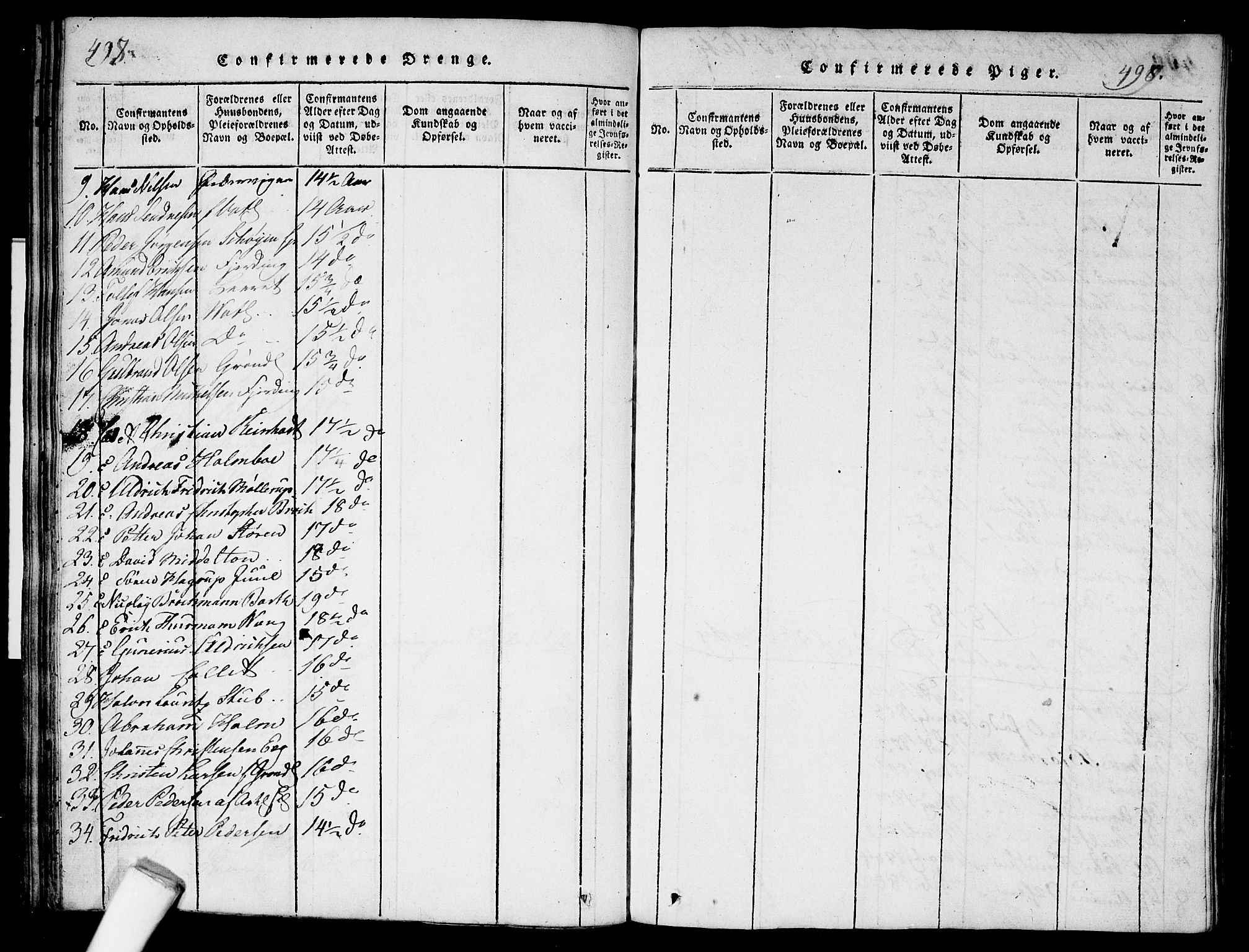 Garnisonsmenigheten Kirkebøker, SAO/A-10846/G/Ga/L0003: Parish register (copy) no. 3, 1815-1819, p. 498-499