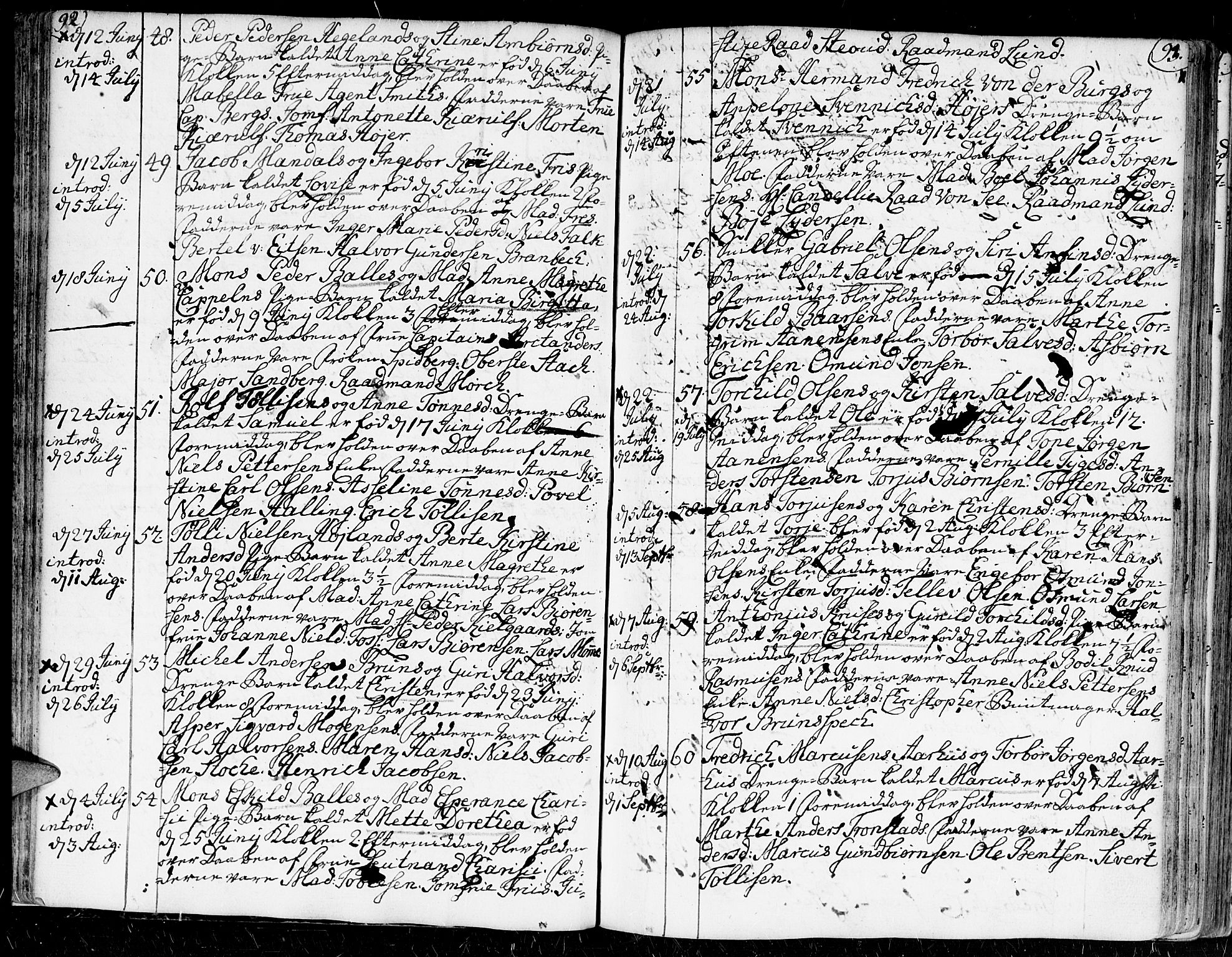 Kristiansand domprosti, AV/SAK-1112-0006/F/Fa/L0002: Parish register (official) no. A 2, 1755-1778, p. 92-93