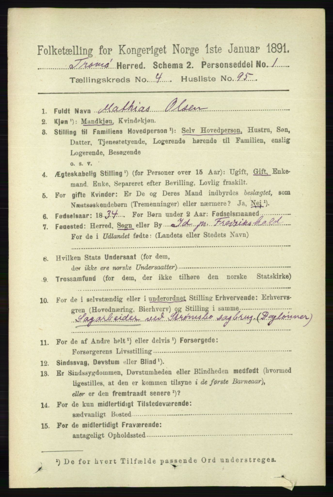 RA, 1891 census for 0921 Tromøy, 1891, p. 2031