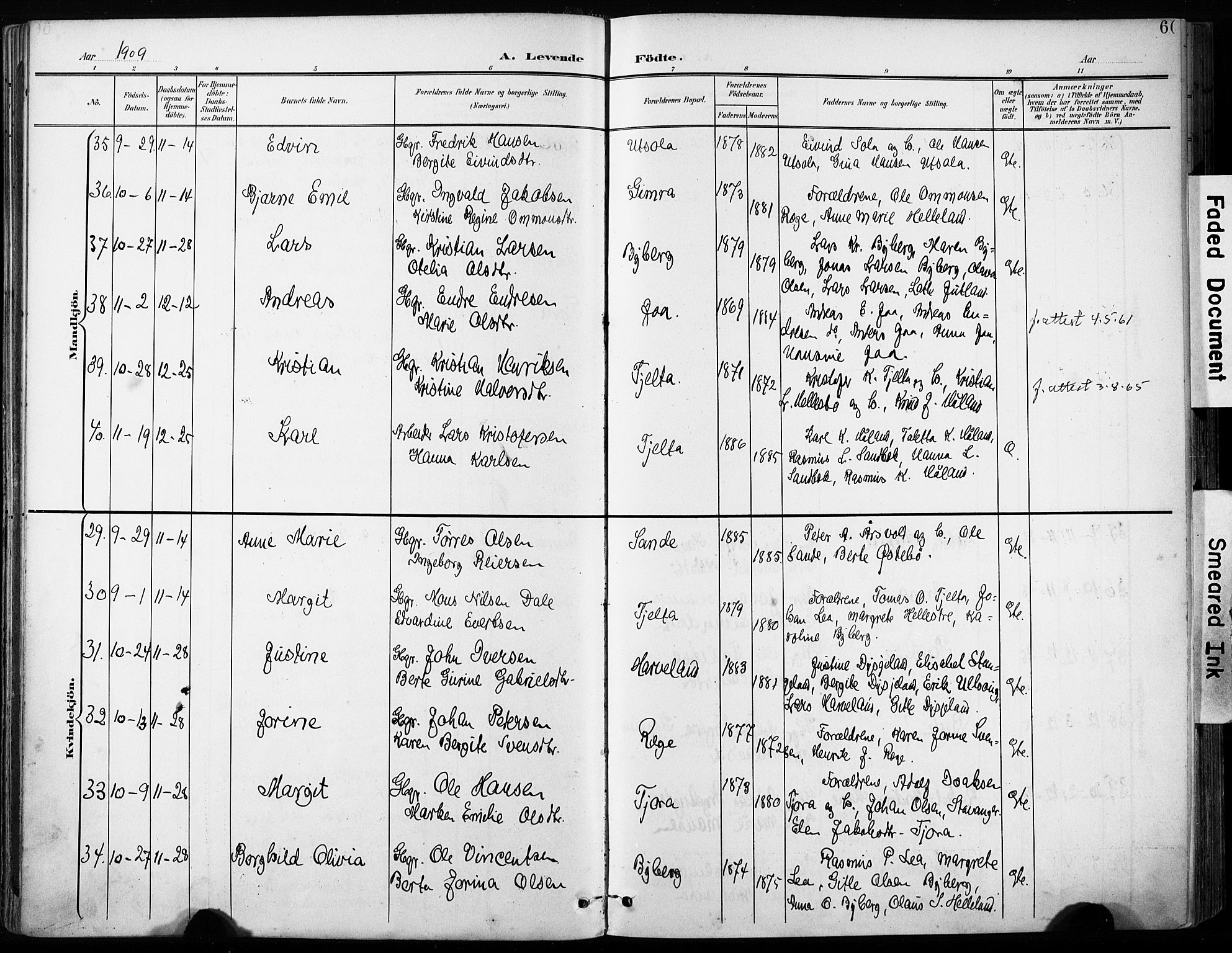 Håland sokneprestkontor, AV/SAST-A-101802/001/30BA/L0013: Parish register (official) no. A 12, 1901-1913, p. 60