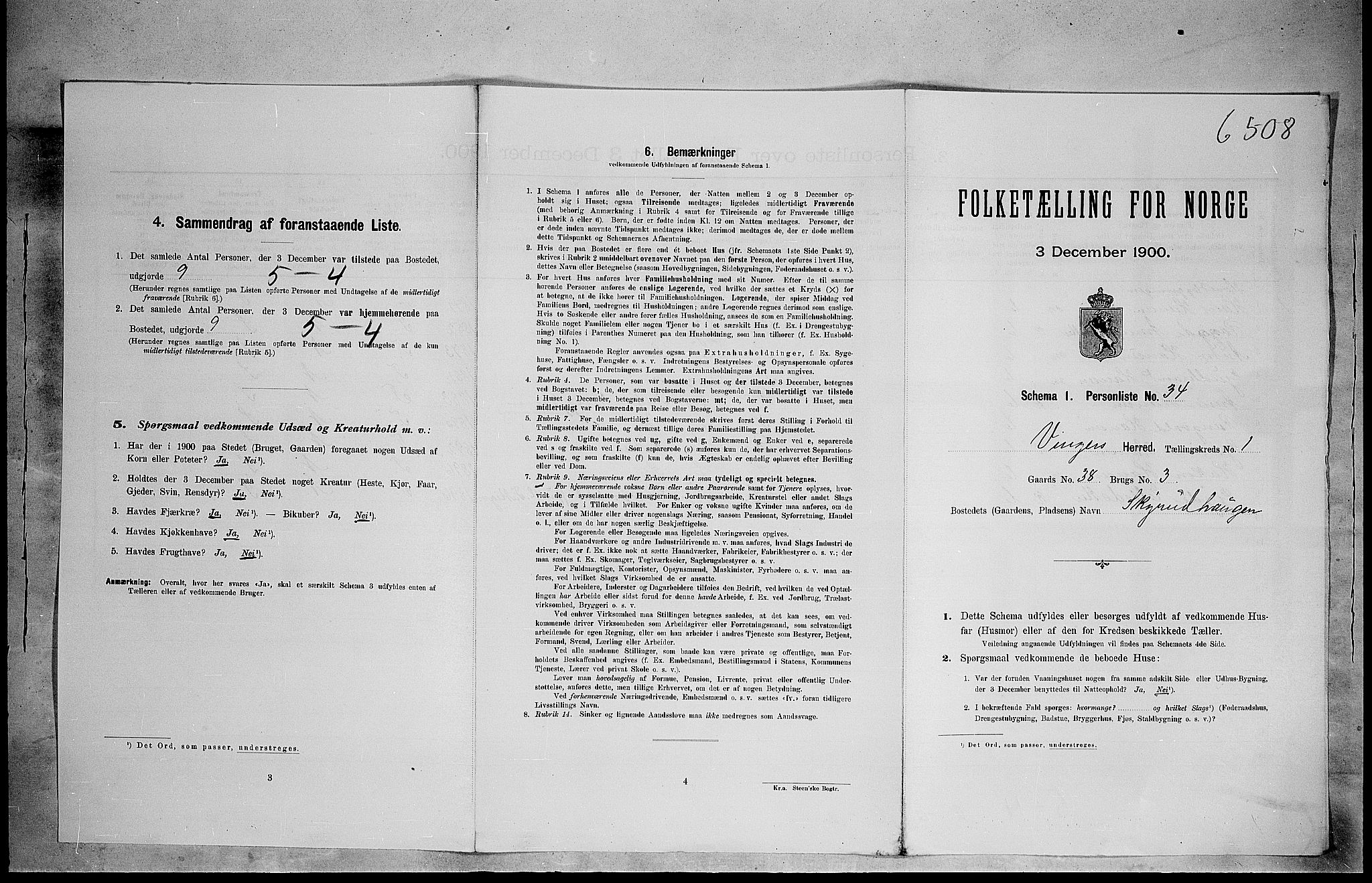 SAH, 1900 census for Vinger, 1900, p. 206