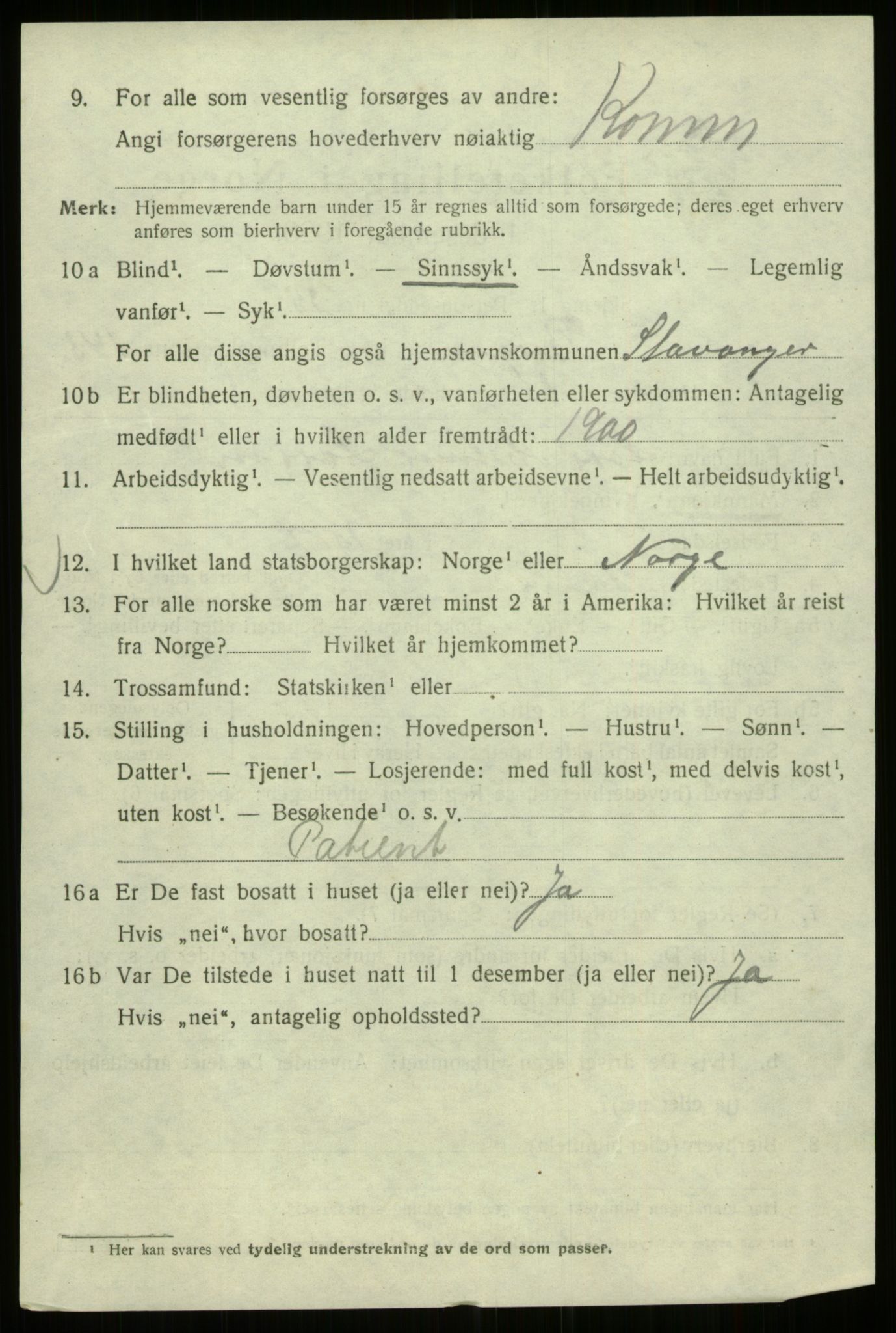 SAB, 1920 census for Bergen, 1920, p. 237925