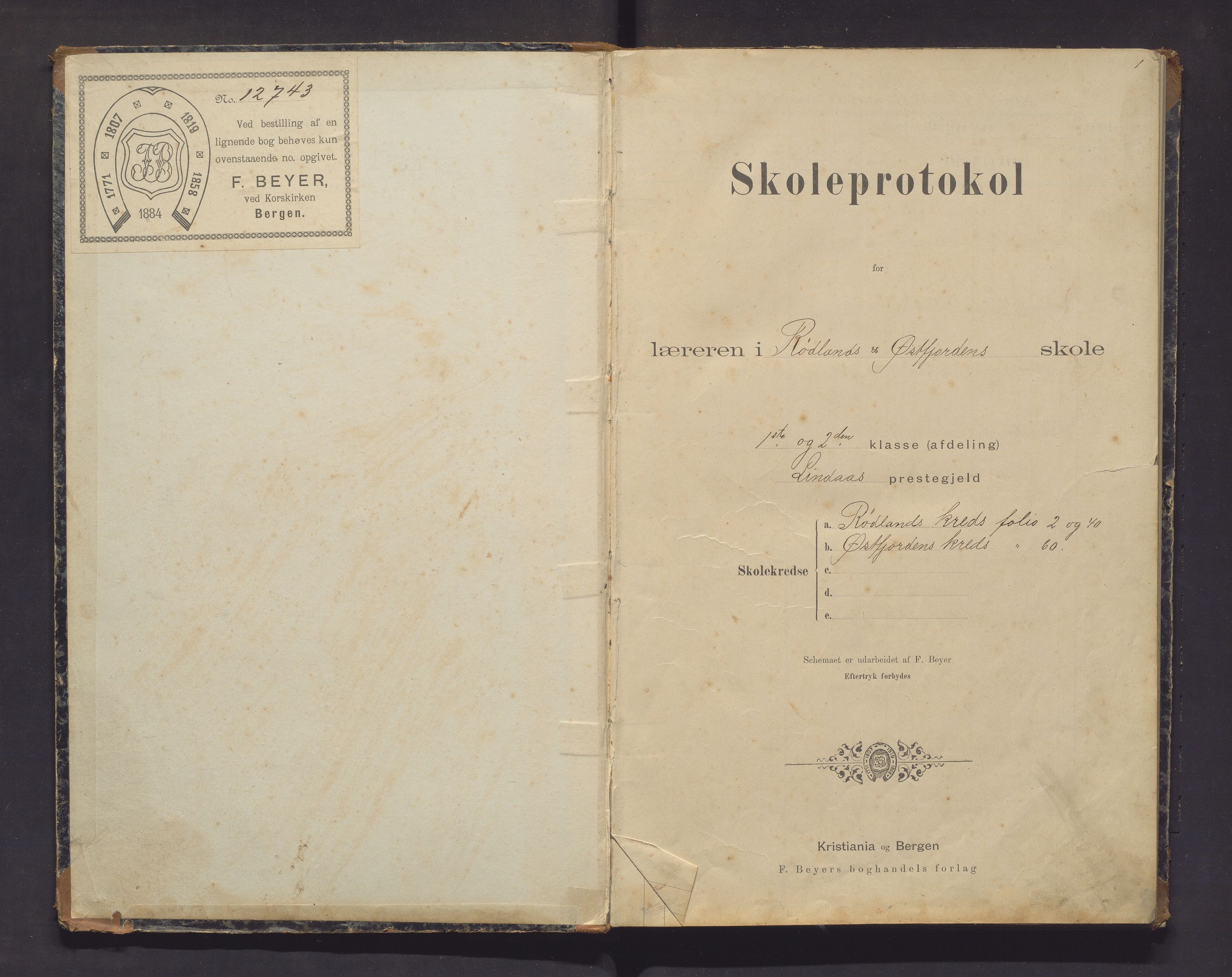 Lindås kommune. Barneskulane, IKAH/1263-231/F/Fa/L0003: Skuleprotokoll for Austfjorden og Rødland krinsar, 1895-1900