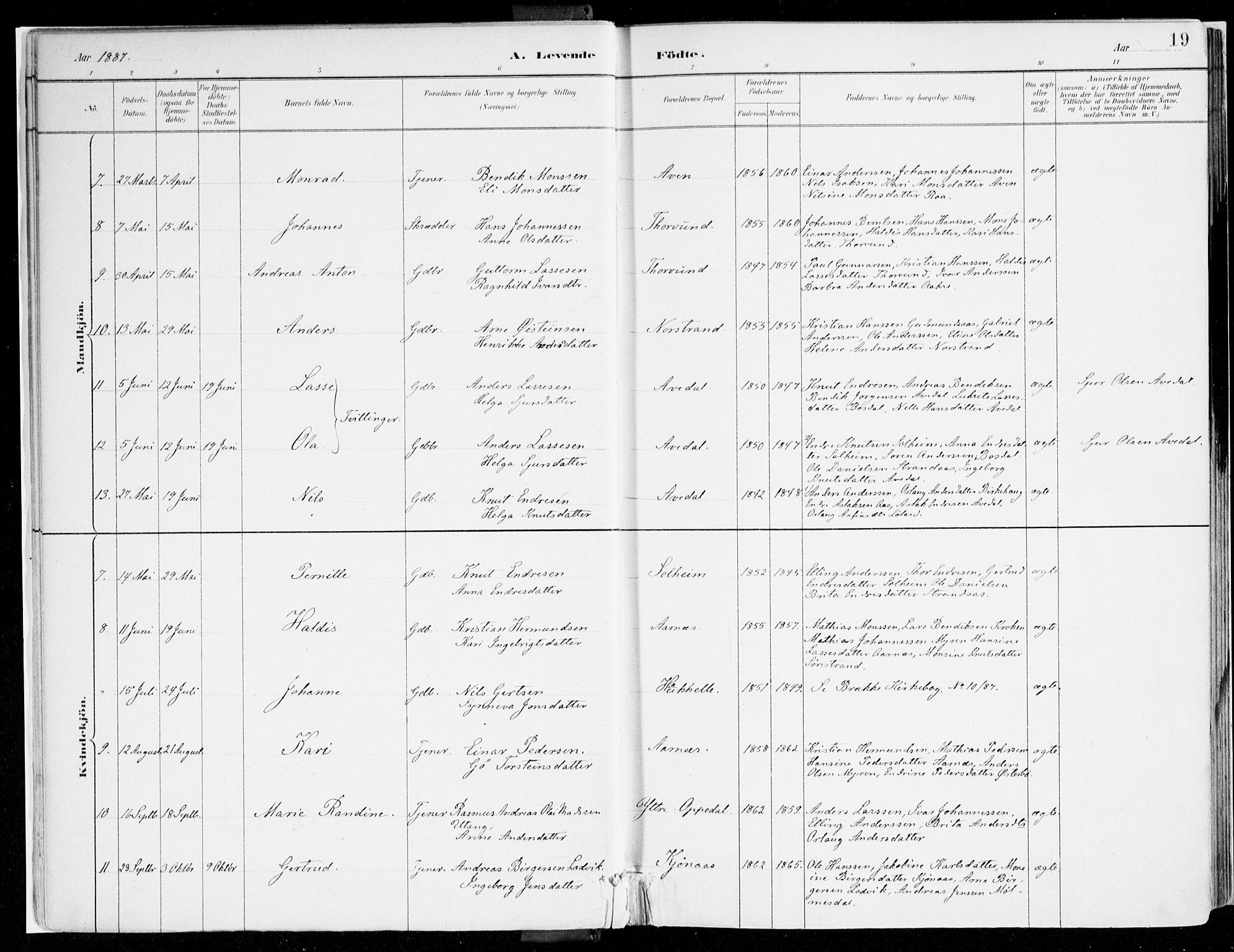 Lavik sokneprestembete, SAB/A-80901: Parish register (official) no. B 1, 1882-1908, p. 19