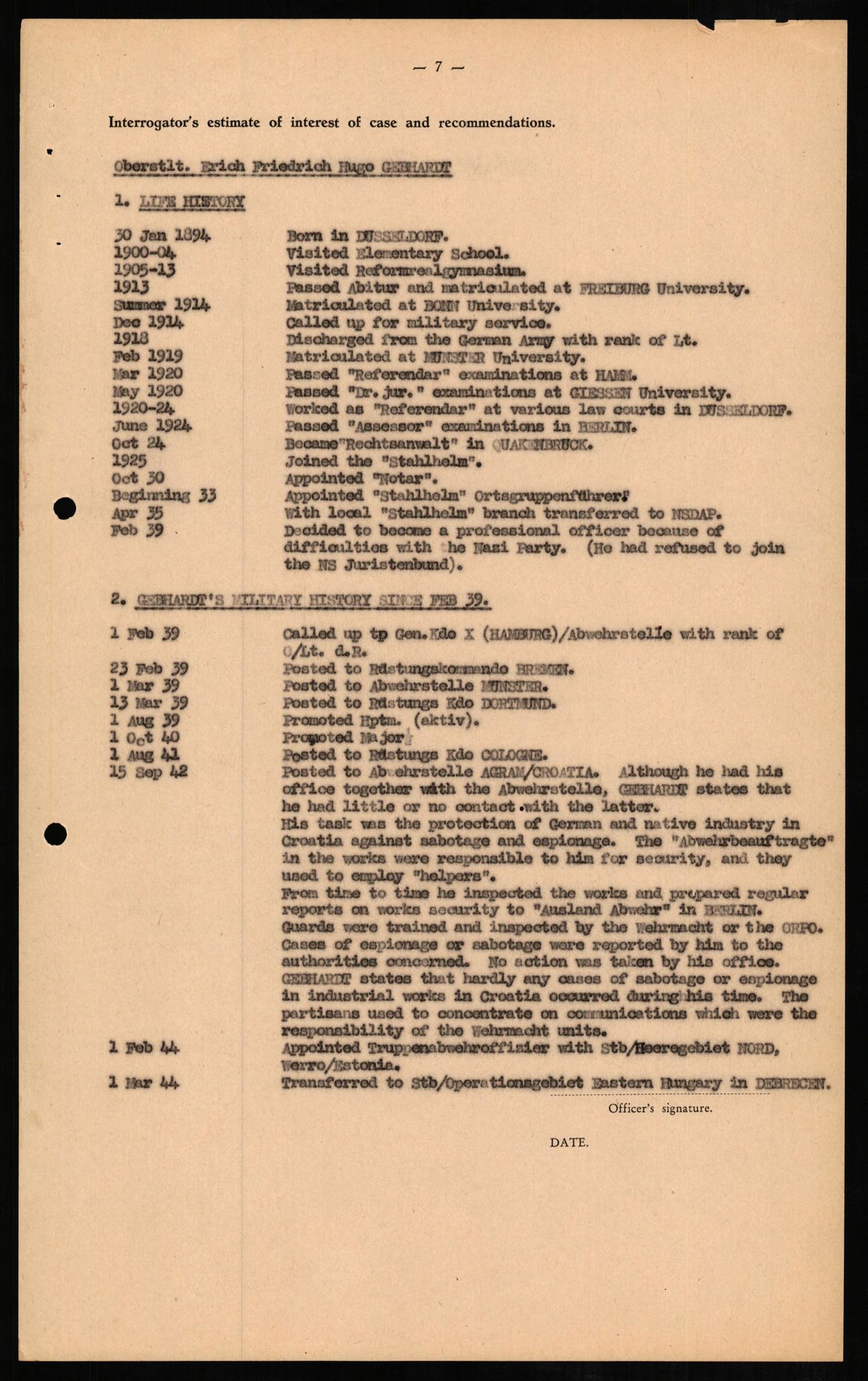 Forsvaret, Forsvarets overkommando II, AV/RA-RAFA-3915/D/Db/L0009: CI Questionaires. Tyske okkupasjonsstyrker i Norge. Tyskere., 1945-1946, p. 334